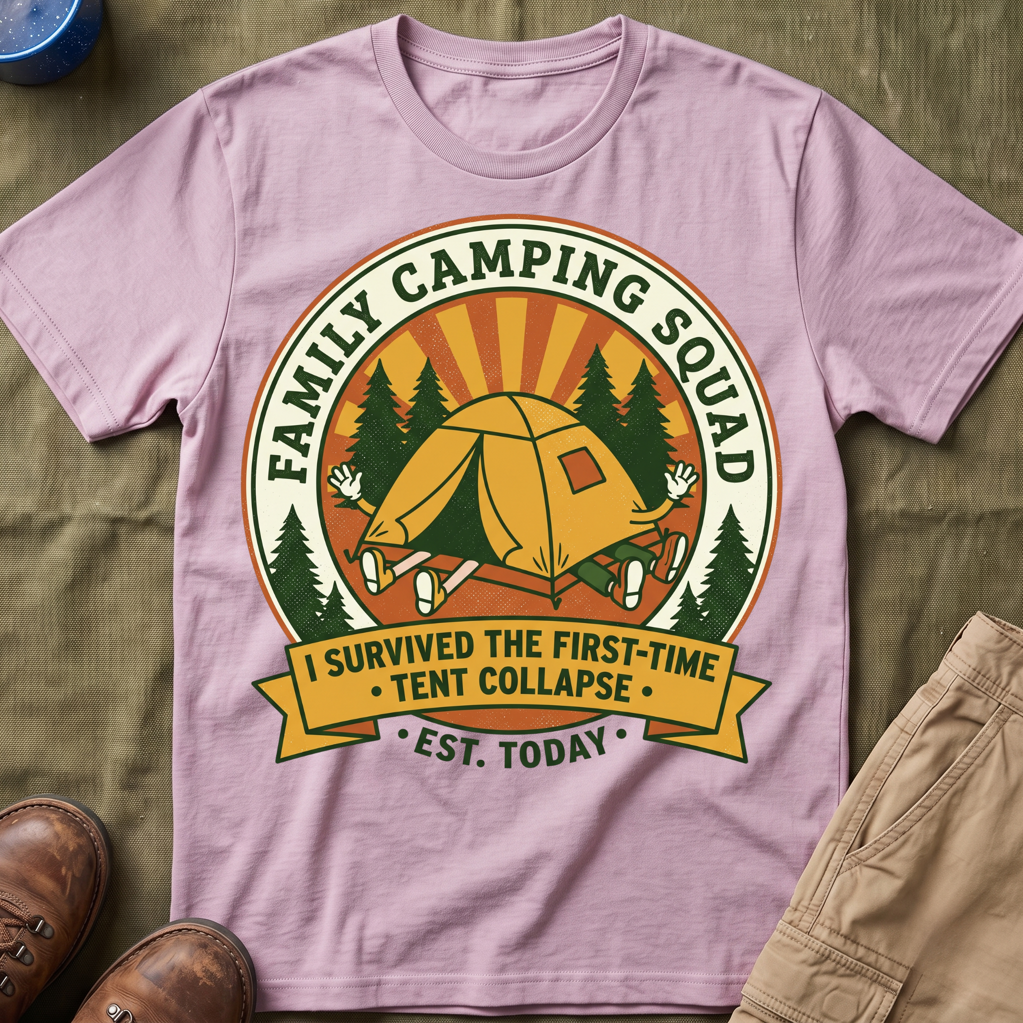 Family Camping Squad — I Survived The First-Time (Tent Collapse) T-Shirt