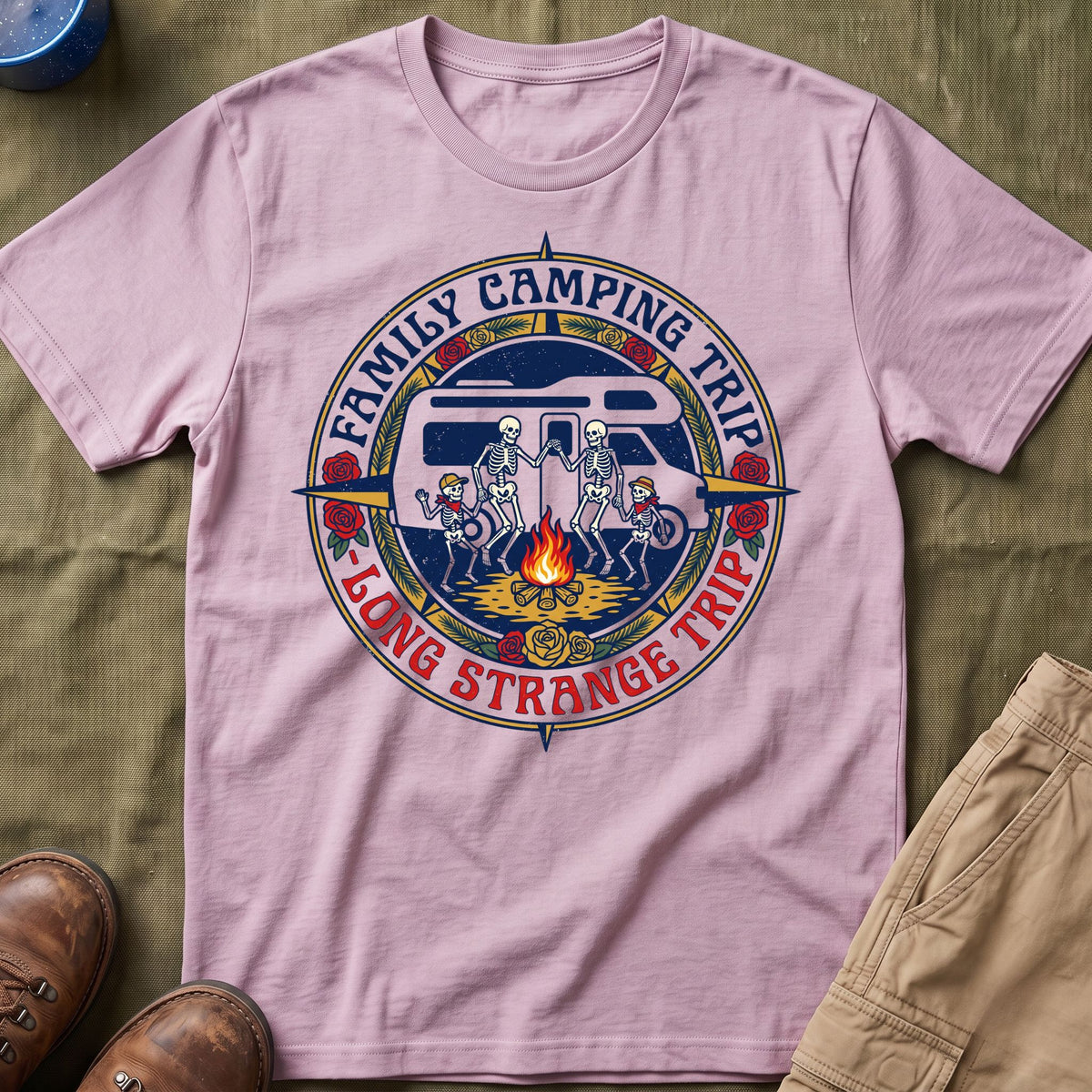 Family Camping Trip — Long Strange Trip With Skeleton T-Shirt
