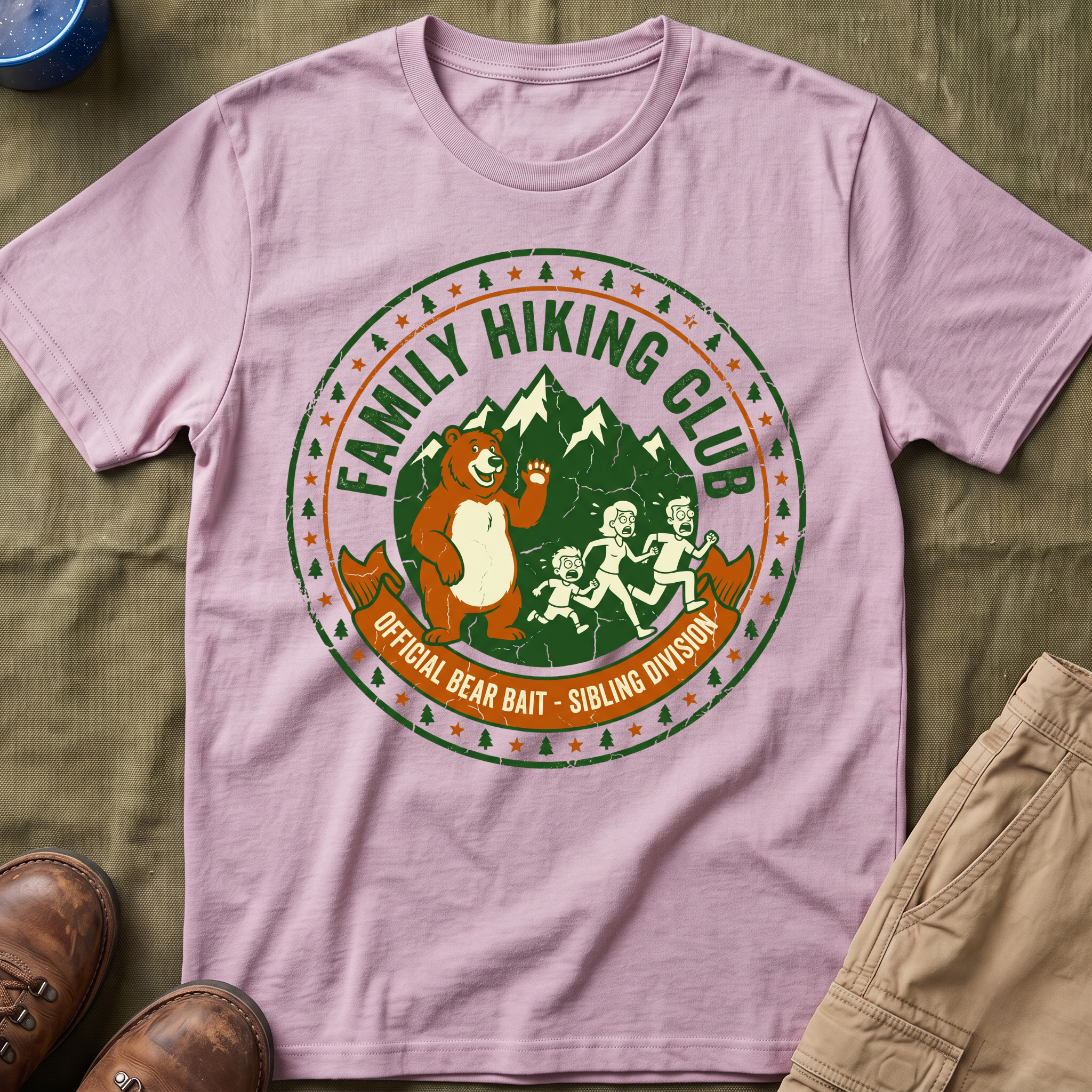 Family Hiking Club — Official Bear Bait Sibling Division T-Shirt