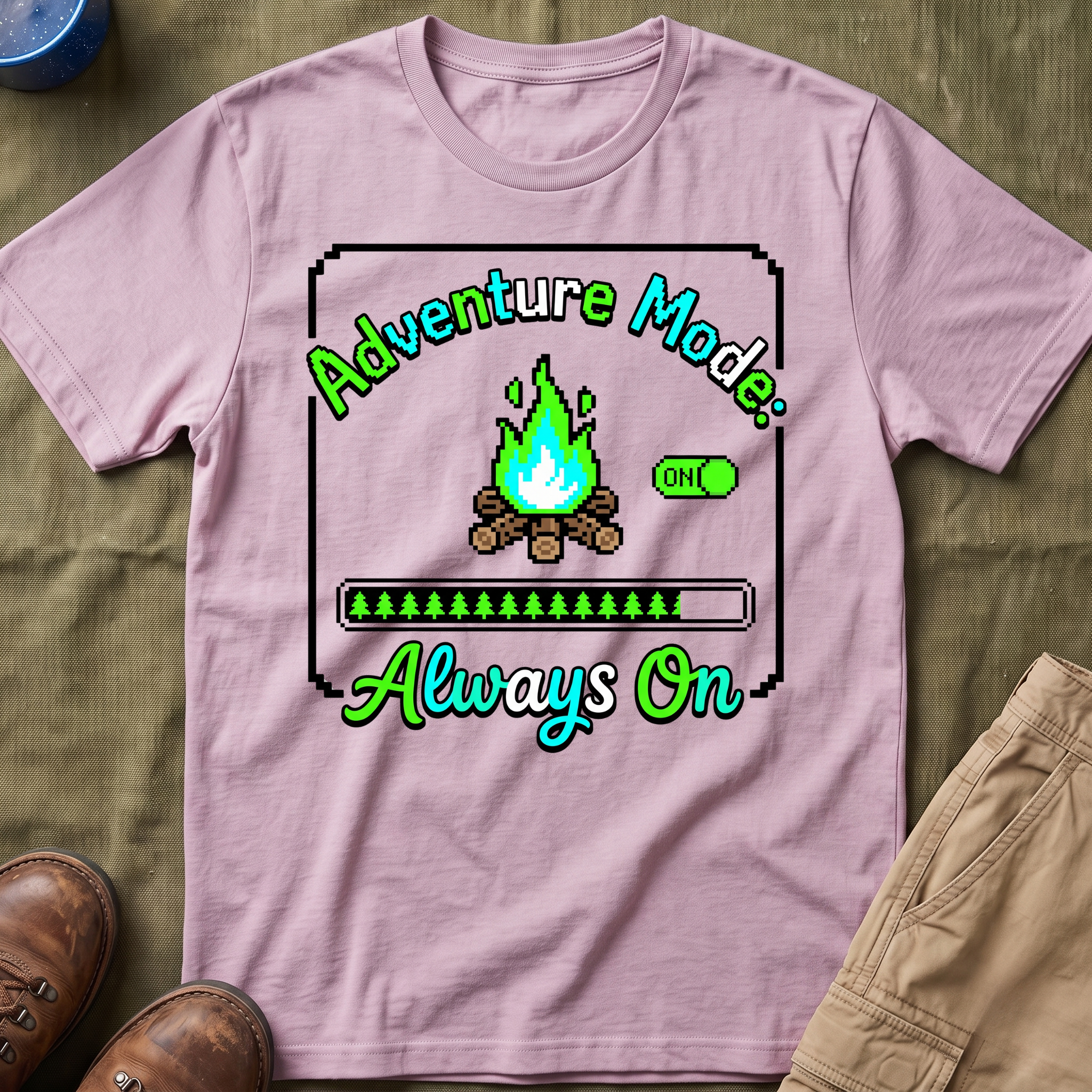 Adventure Mode Always On — 8-Bit T-Shirt