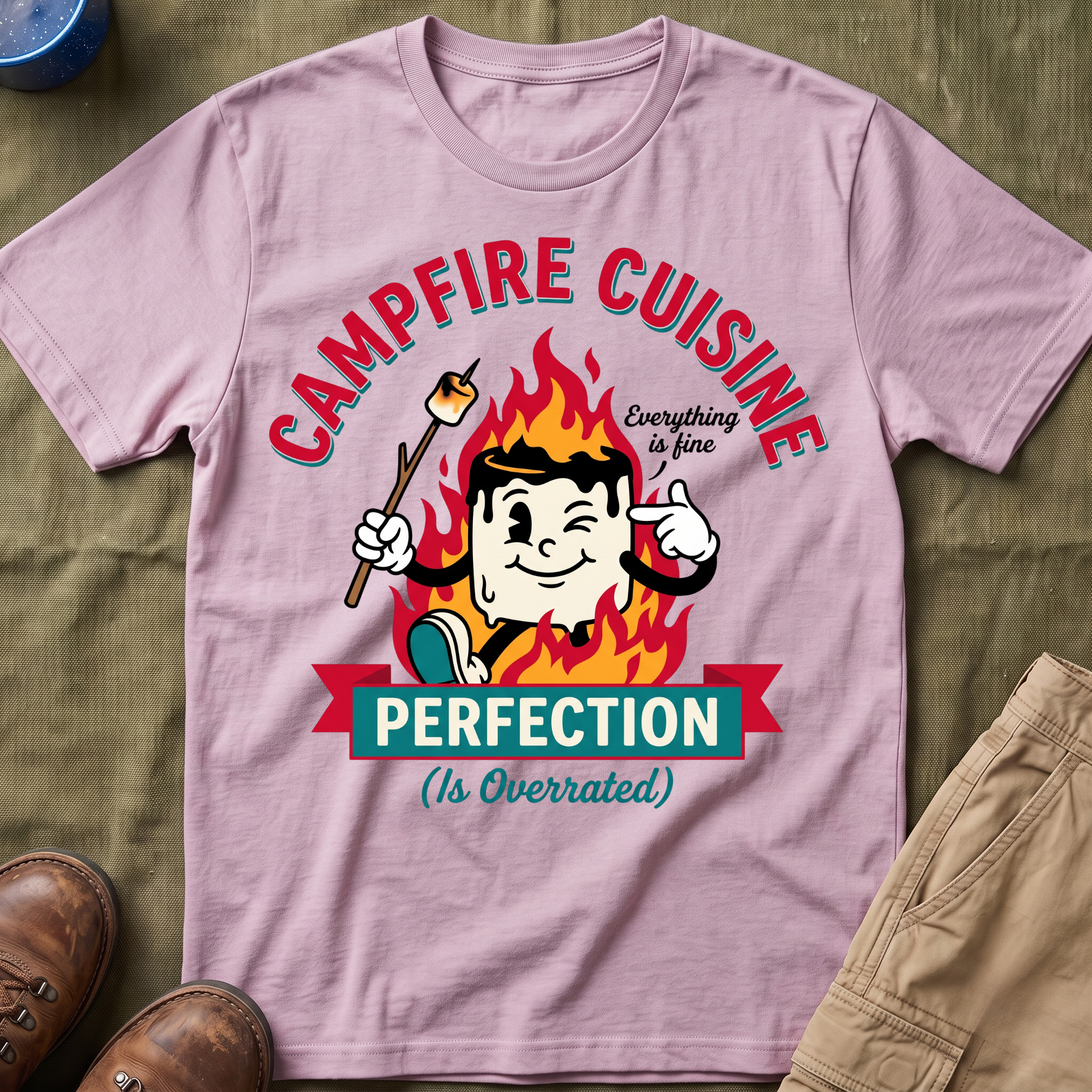 Campfire Cuisine — Perfection Is Overrated T-Shirt