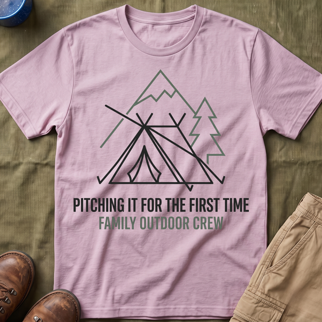Pitching The Tent For The First Time — Family Outdoor Crew T-Shirt