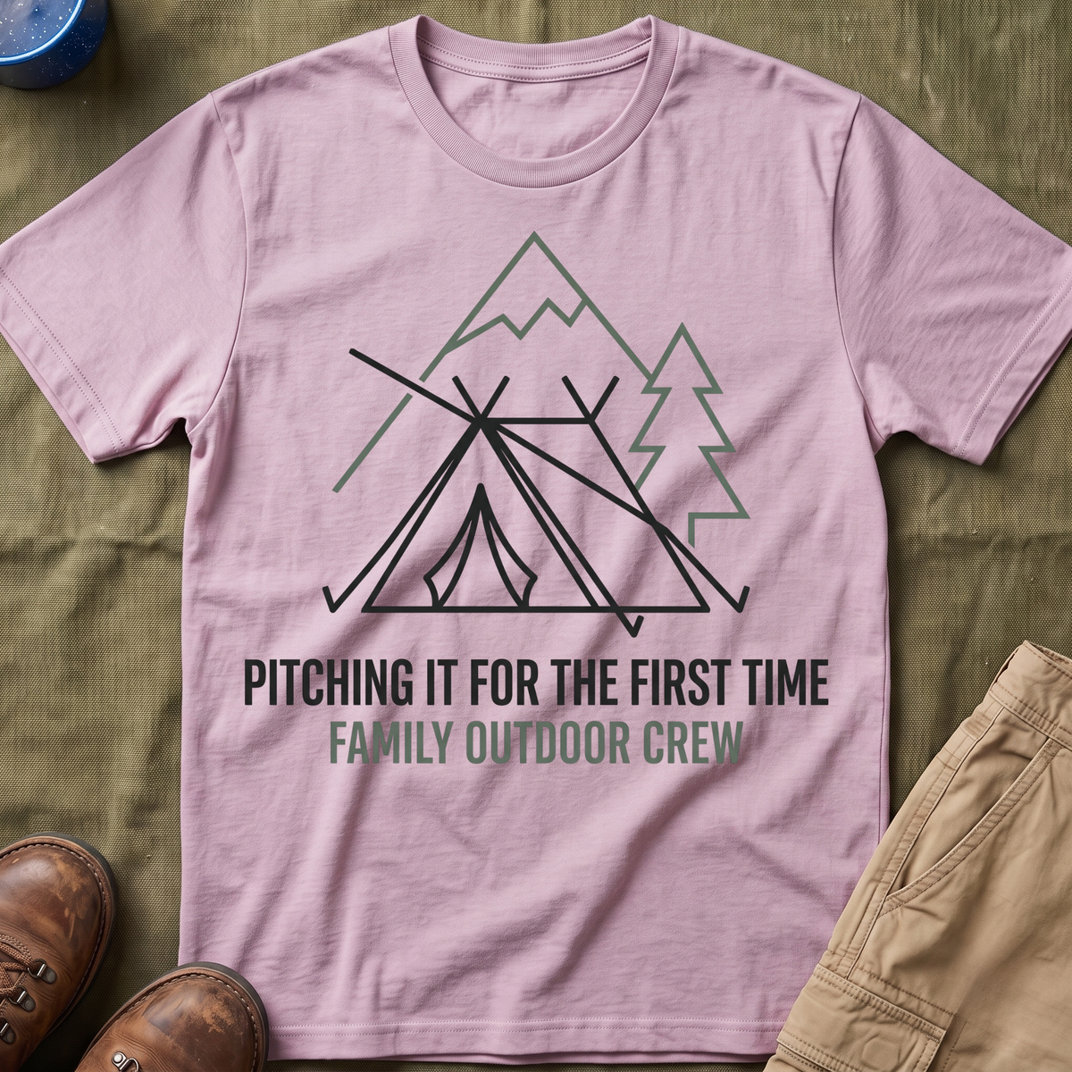 Pitching The Tent For The First Time — Family Outdoor Crew T-Shirt