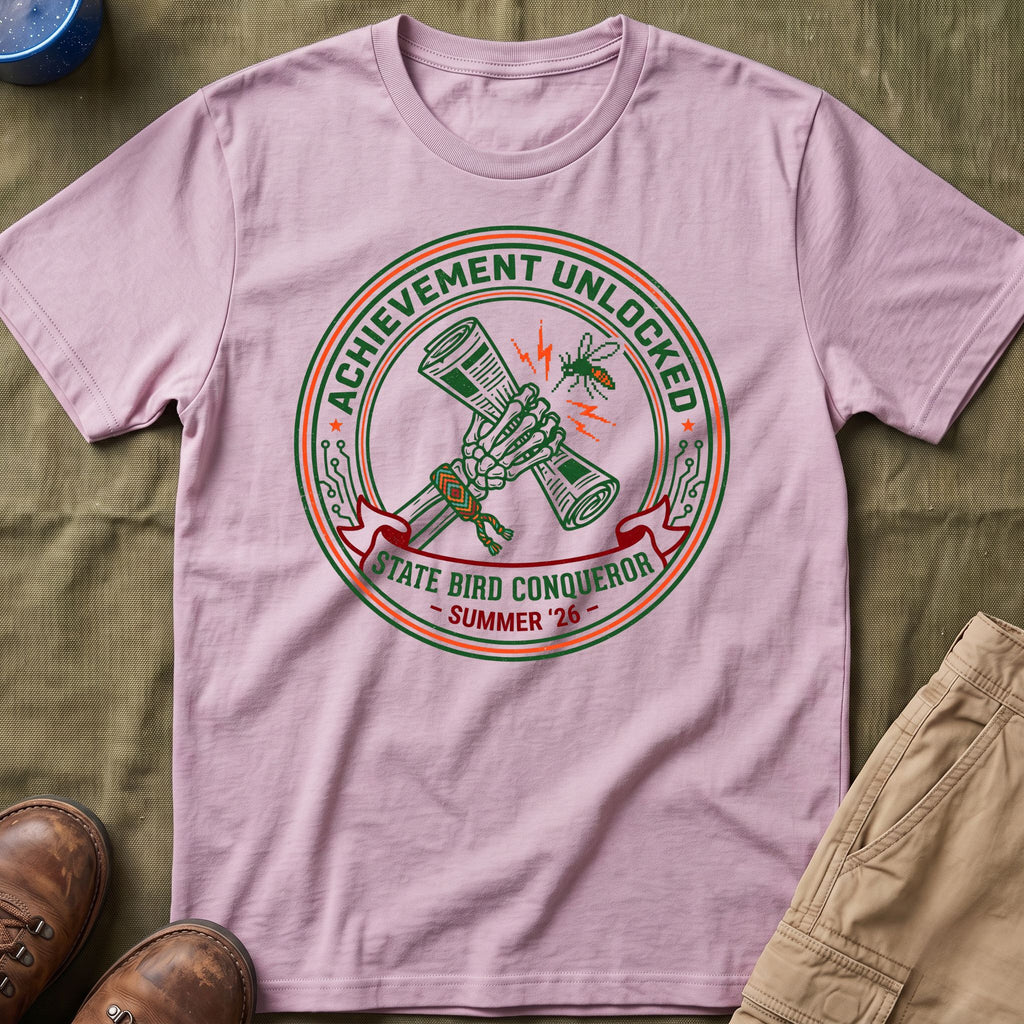 Achievement Unlocked — State Bird Conqueror With Mosquito And Skeleton T-Shirt