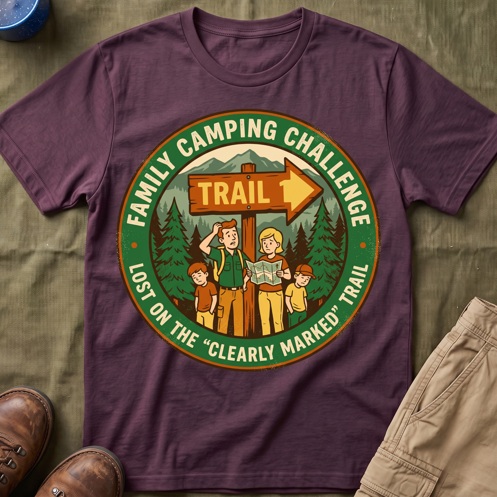 Family Camping Challenge — Lost On The Clearly Marked Trail T-Shirt
