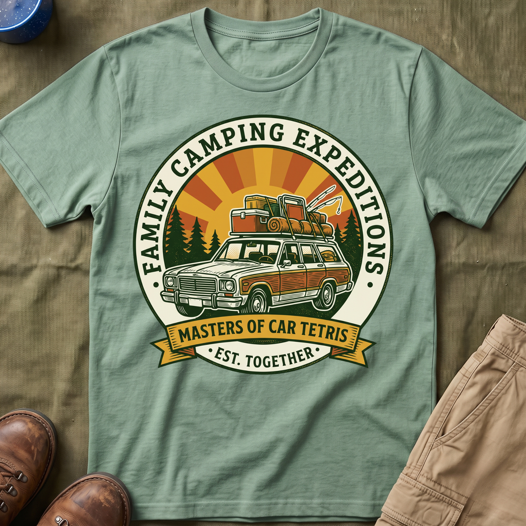 Family Camping Expeditions — Masters of Car Tetris T-Shirt