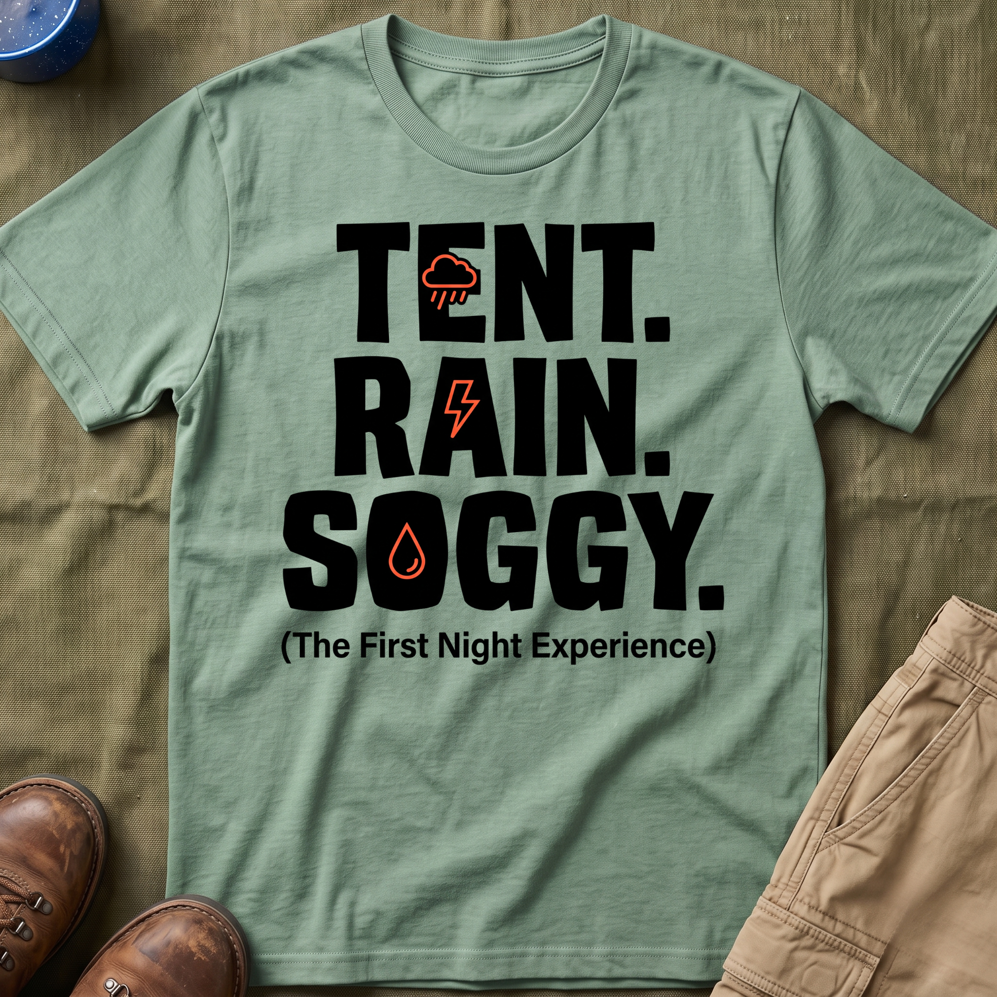 Tent Rain Soggy — The First Night Experience T-Shirt
