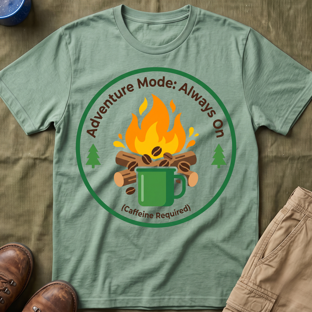 Adventure Mode — Always On (Caffeine Required) T-Shirt