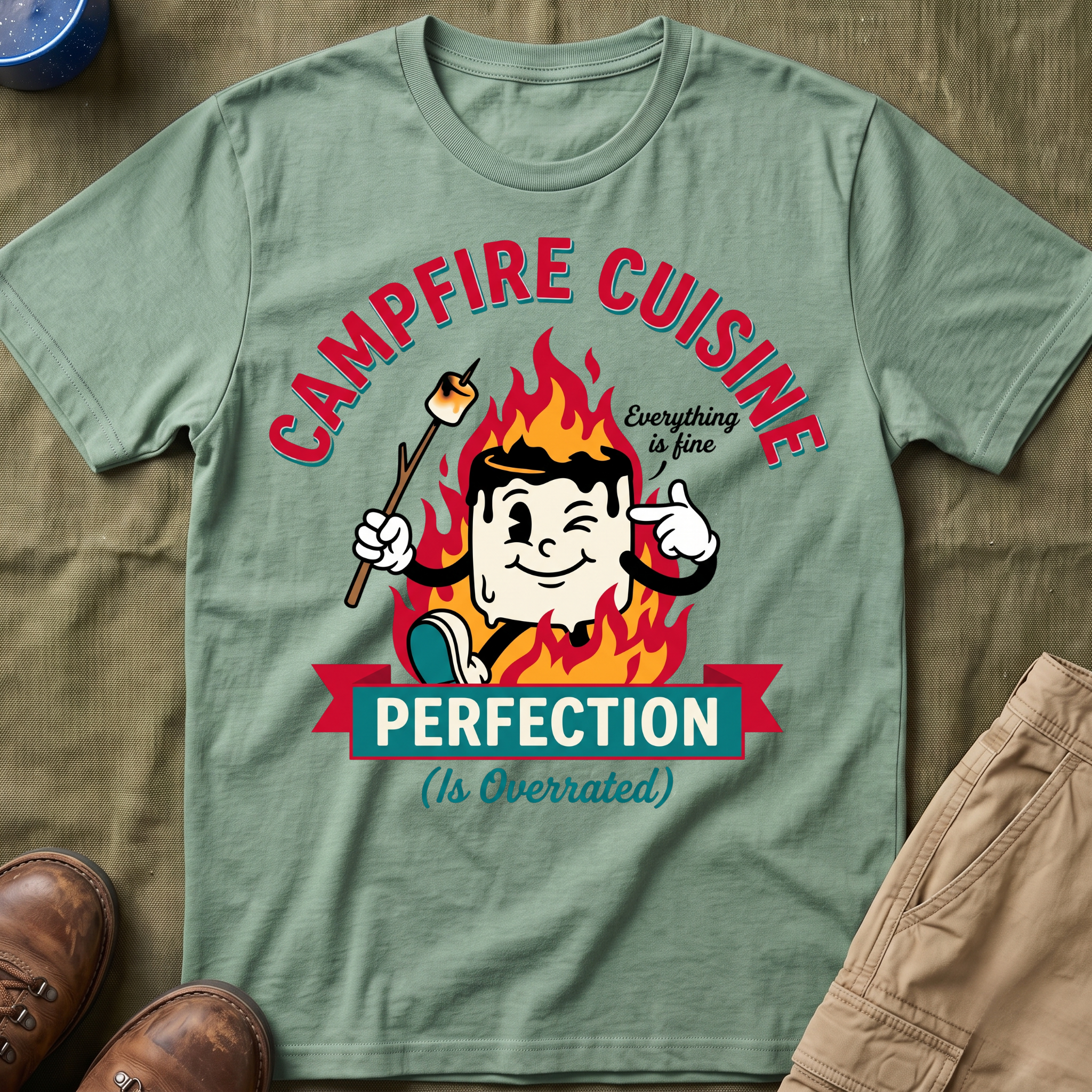 Campfire Cuisine — Perfection Is Overrated T-Shirt