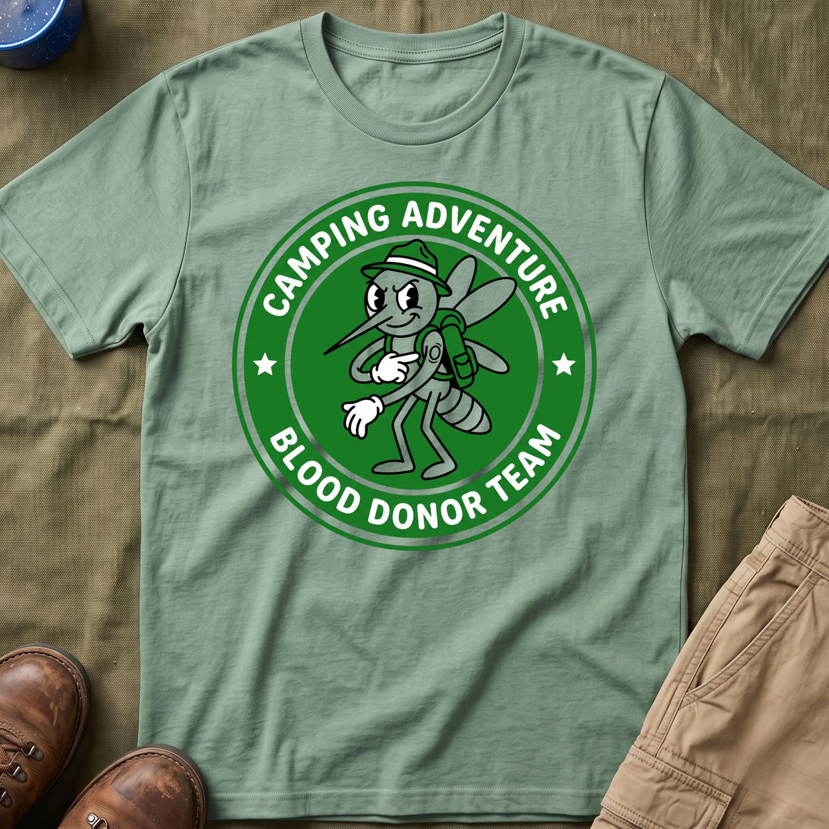 Camping Adventure — Blood Donor Team With Mosquitoes T-Shirt