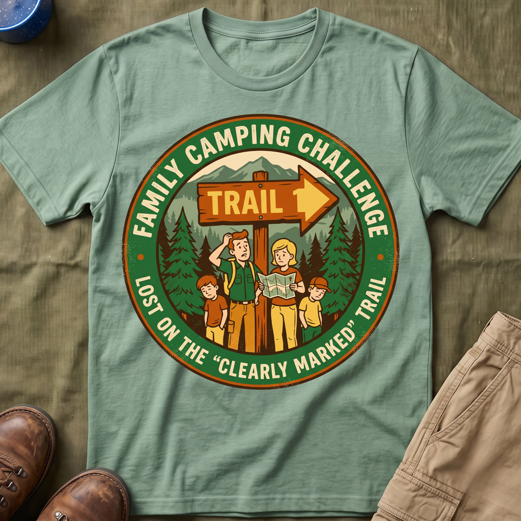 Family Camping Challenge — Lost On The Clearly Marked Trail T-Shirt