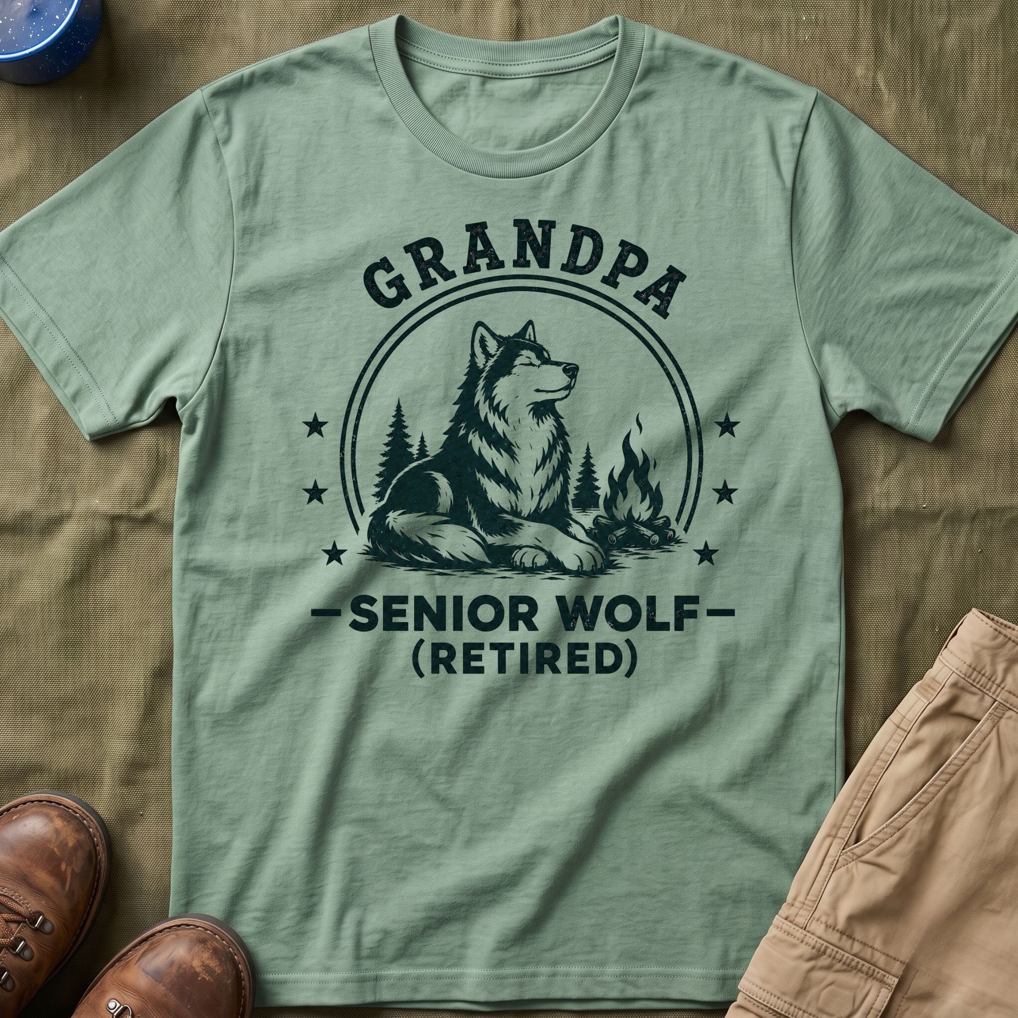 Grandpa — Senior Wolf (Retired) Matching T-Shirt