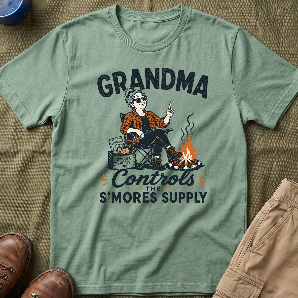 Grandma — Controls The S'Mores Supply Matching T-Shirt