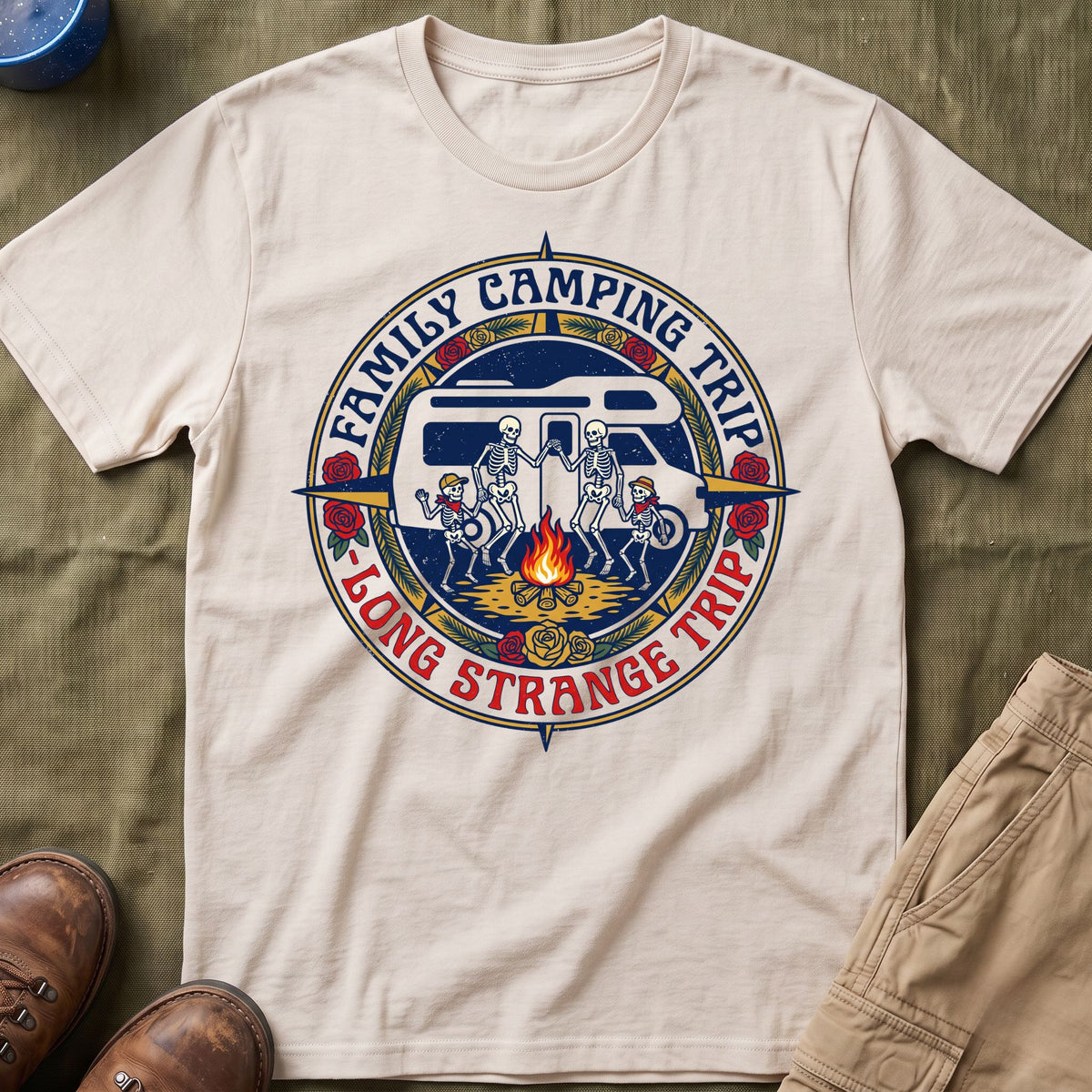 Family Camping Trip — Long Strange Trip With Skeleton T-Shirt