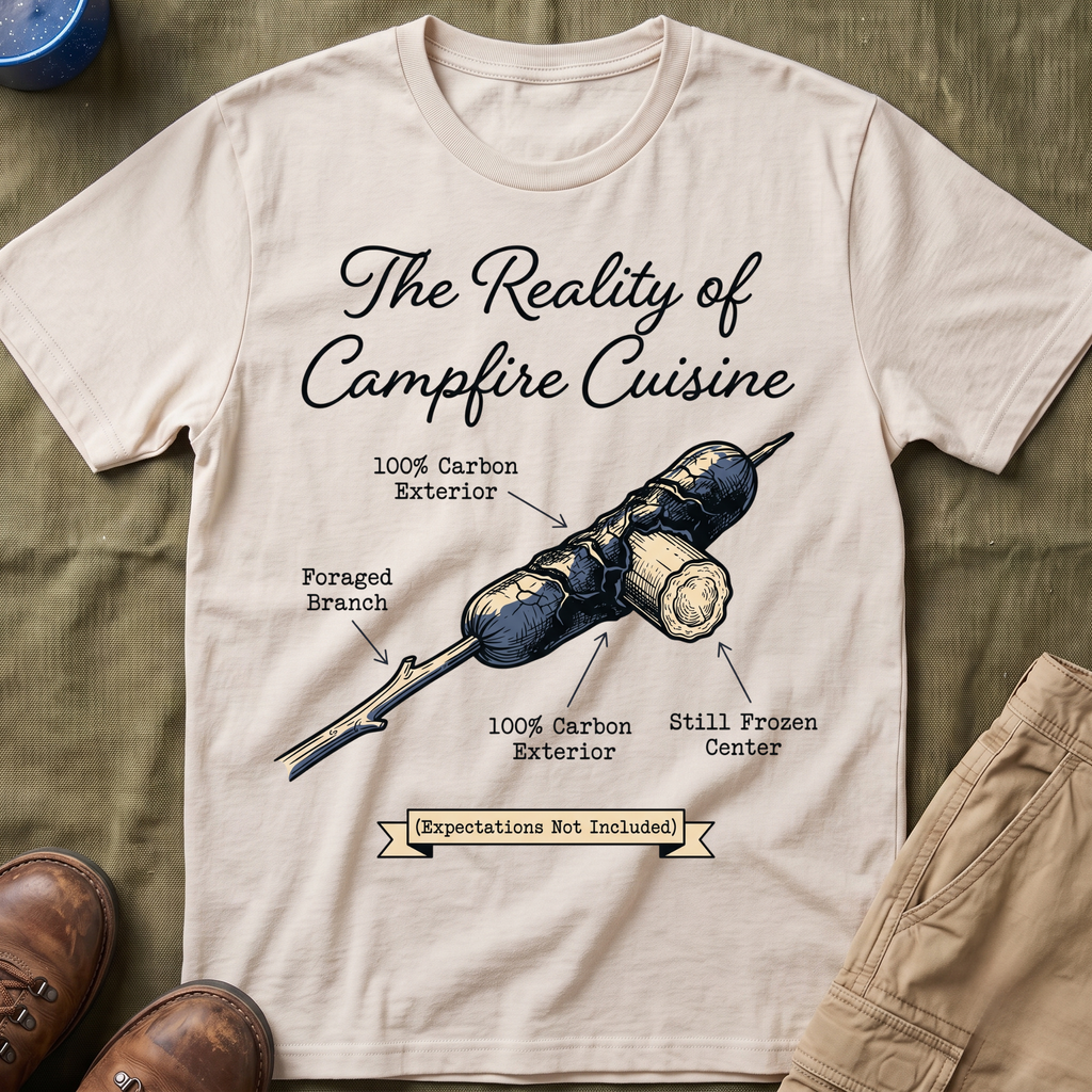The Reality of Campfire Cuisine — Expectations Not Included T-Shirt