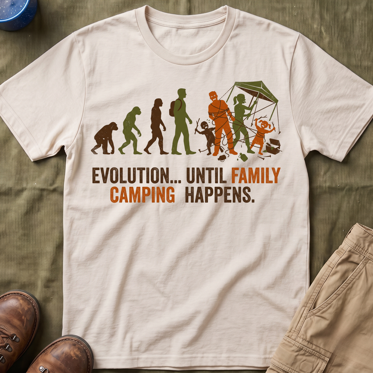 Evolution — Until Family Camping Happens T-Shirt