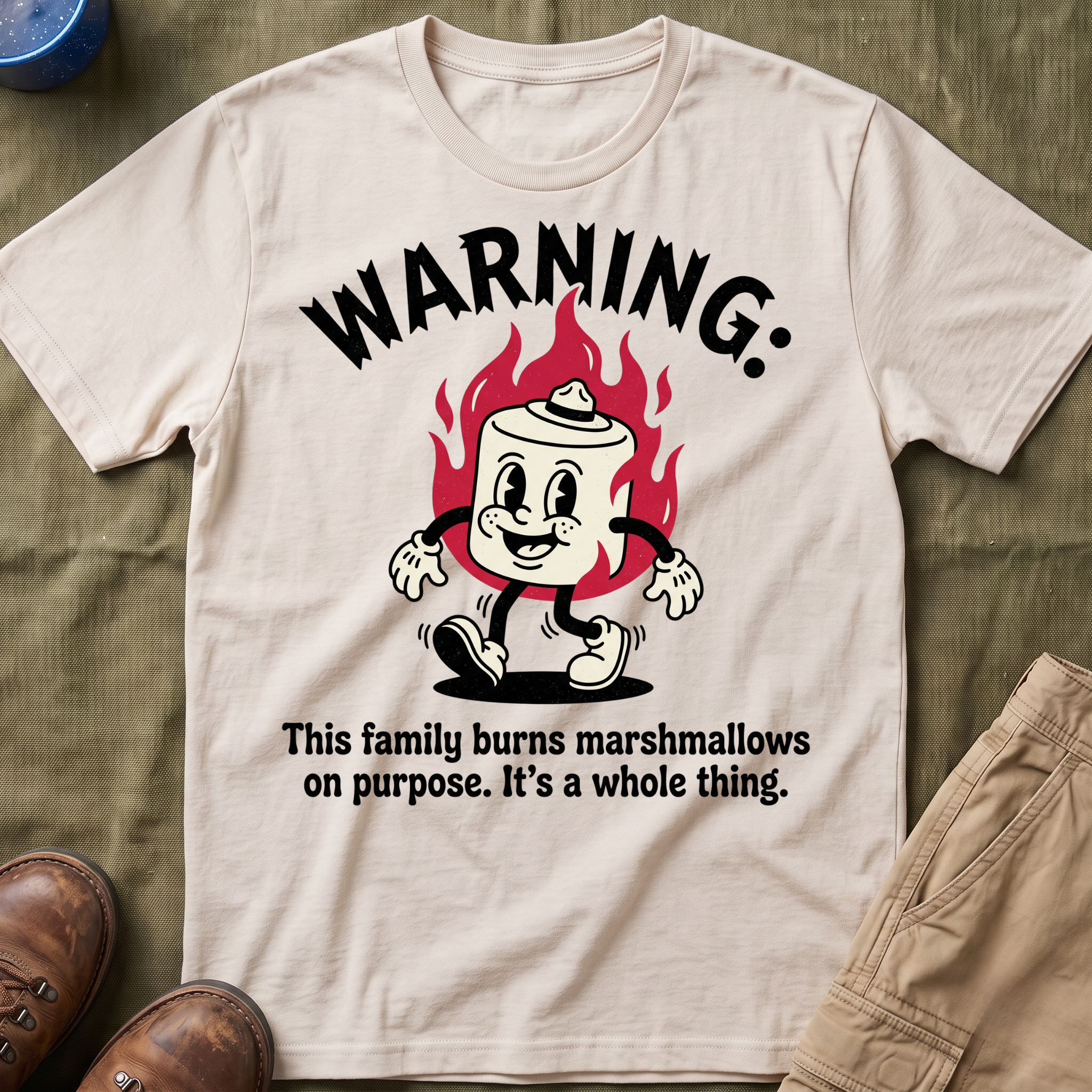 This Family Burns Marshmallows On Purpose Retro T-Shirt
