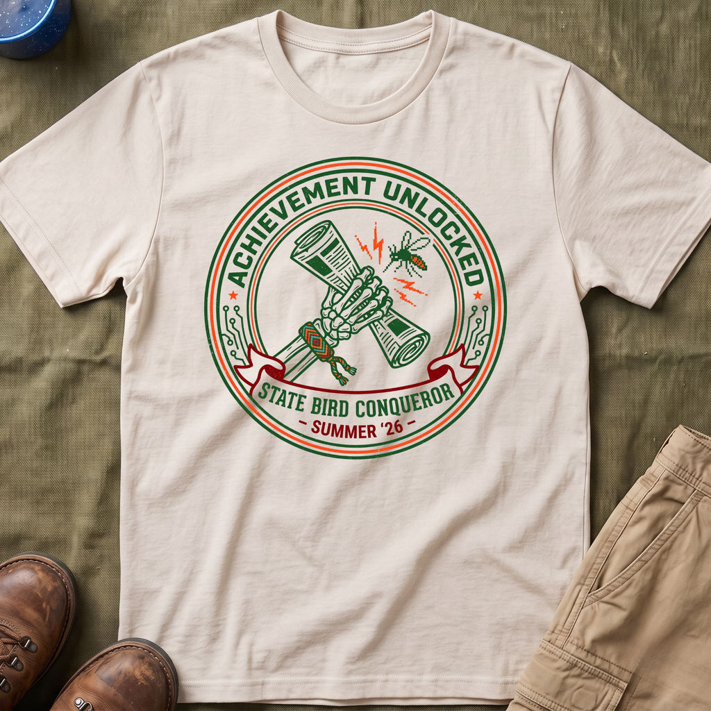 Achievement Unlocked — State Bird Conqueror With Mosquito And Skeleton T-Shirt