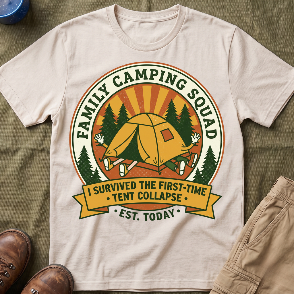 Family Camping Squad — I Survived The First-Time (Tent Collapse) T-Shirt