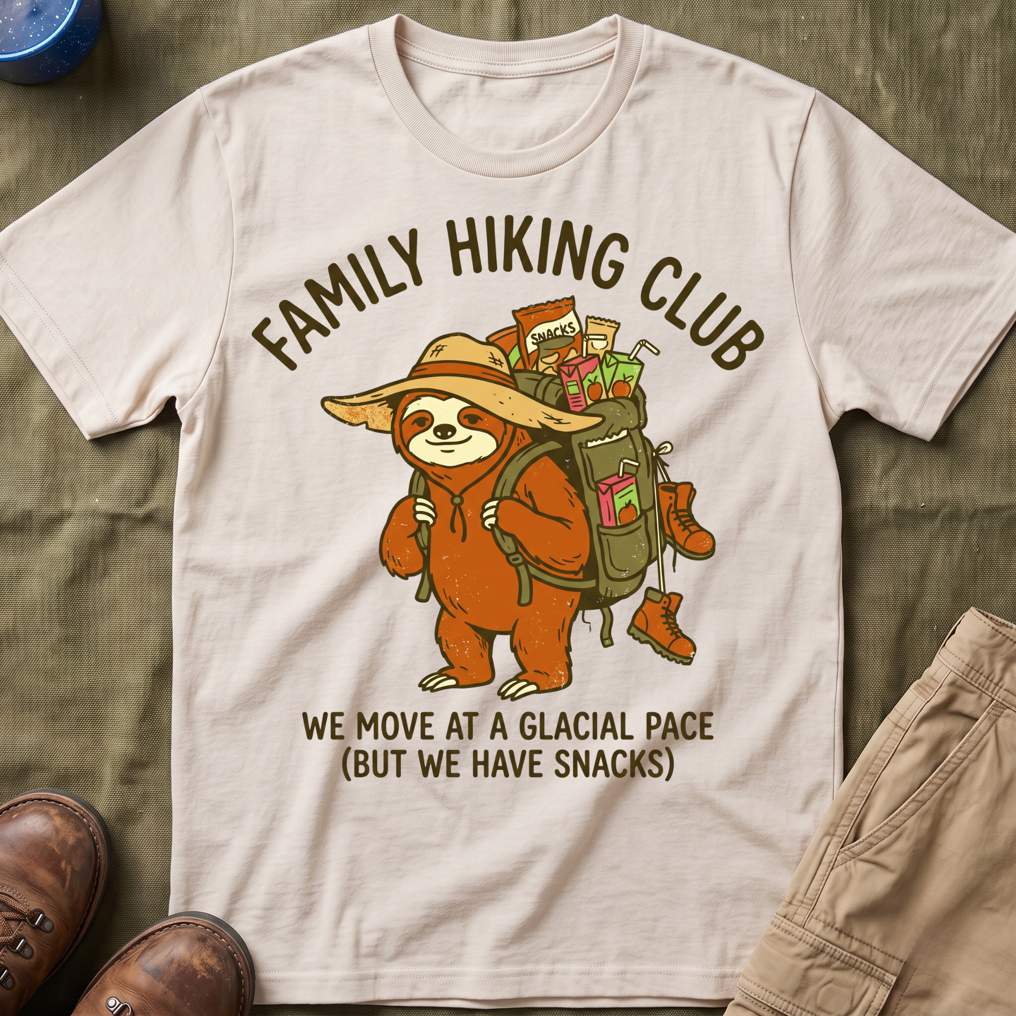 Family Hiking Club —  We Move at a Glacial Pace (But We Have Snacks) T-Shirt
