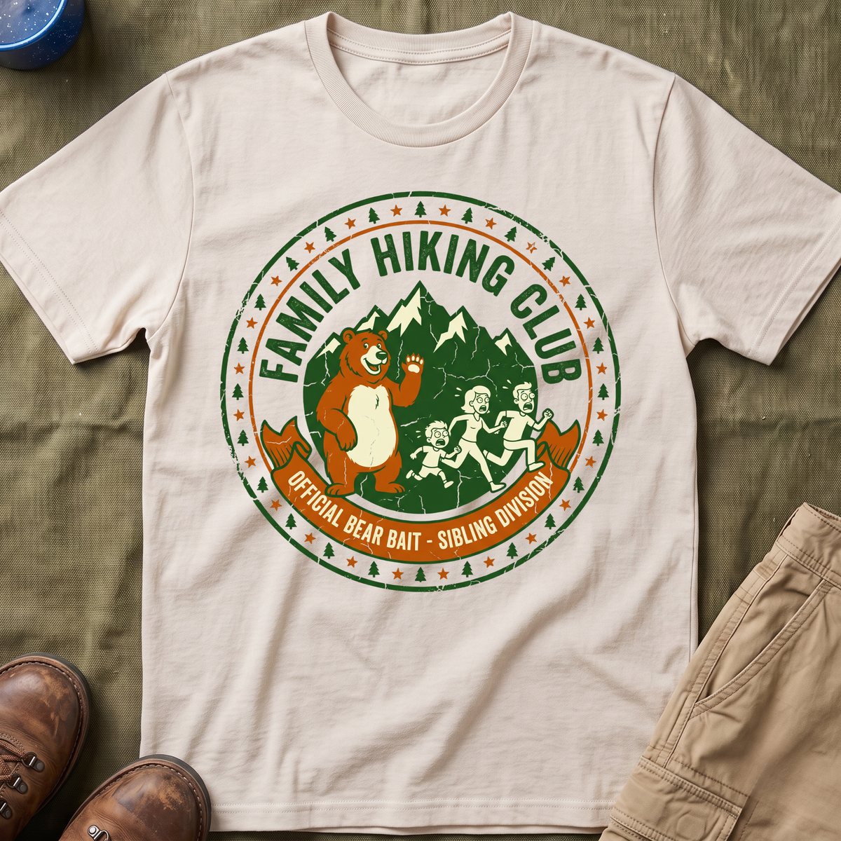 Family Hiking Club — Official Bear Bait Sibling Division T-Shirt