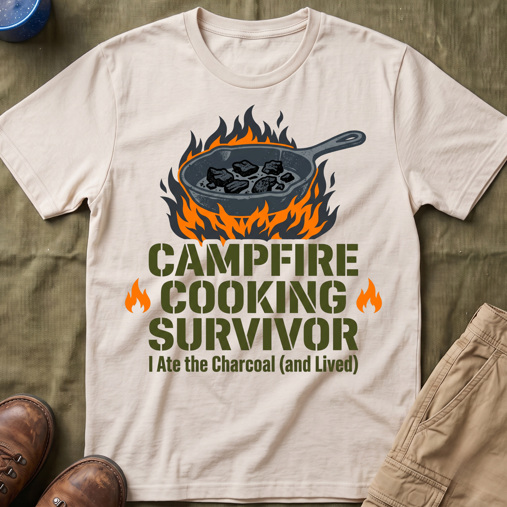 Campfire Cooking Survivor — I Ate the Charcoal (and Survived) Family Camping T-Shirt