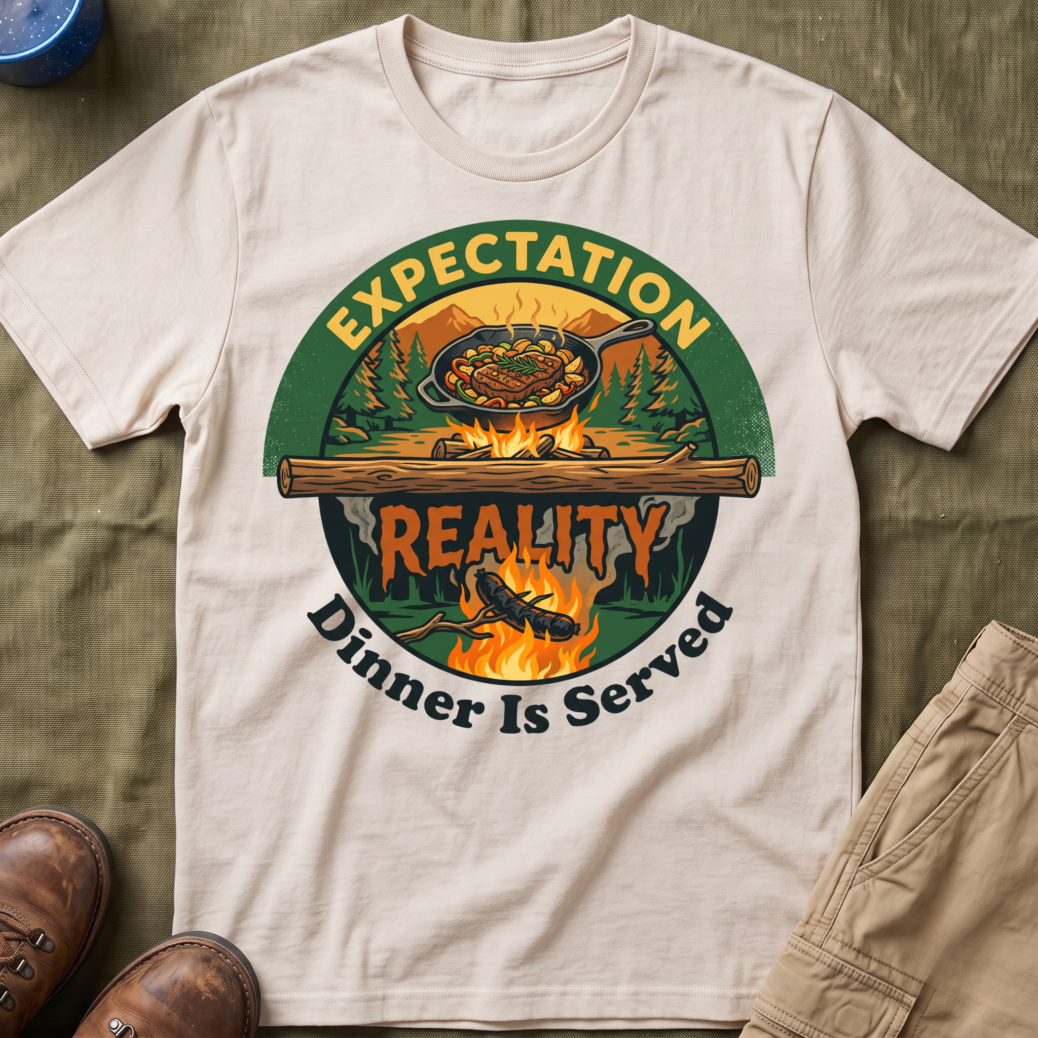 Expectation vs Reality — Dinner Is Served T-Shirt