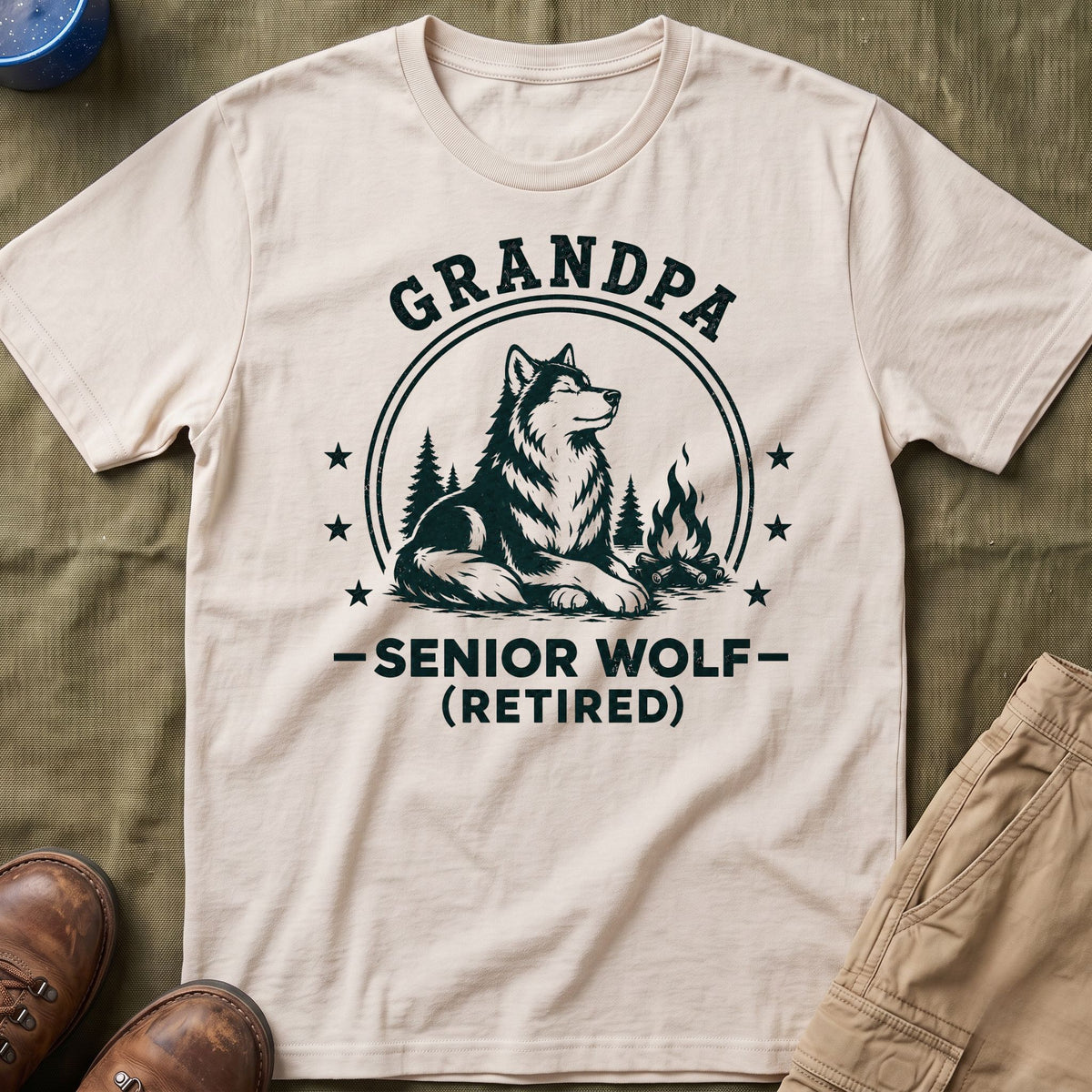 Grandpa — Senior Wolf (Retired) Matching T-Shirt