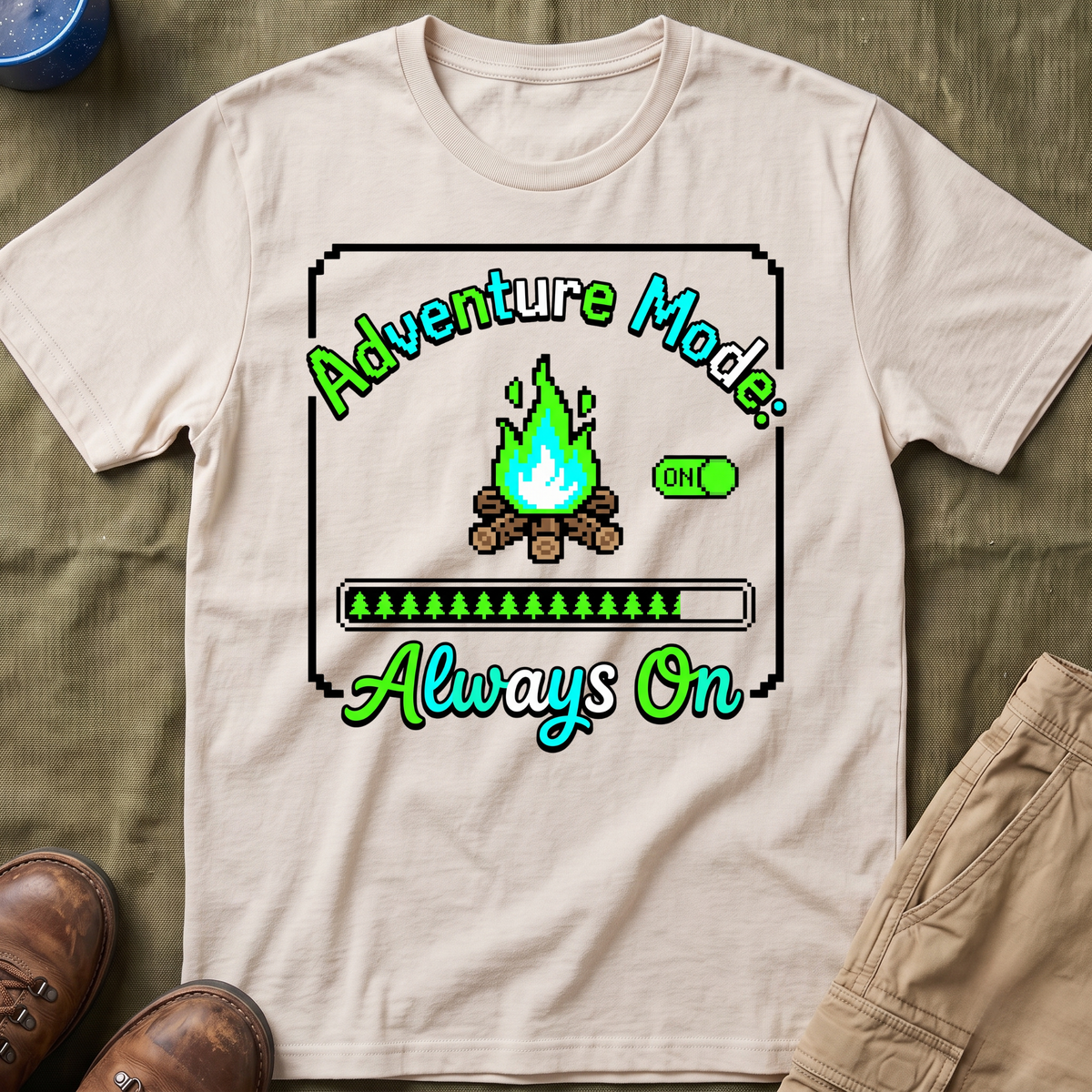 Adventure Mode Always On — 8-Bit T-Shirt