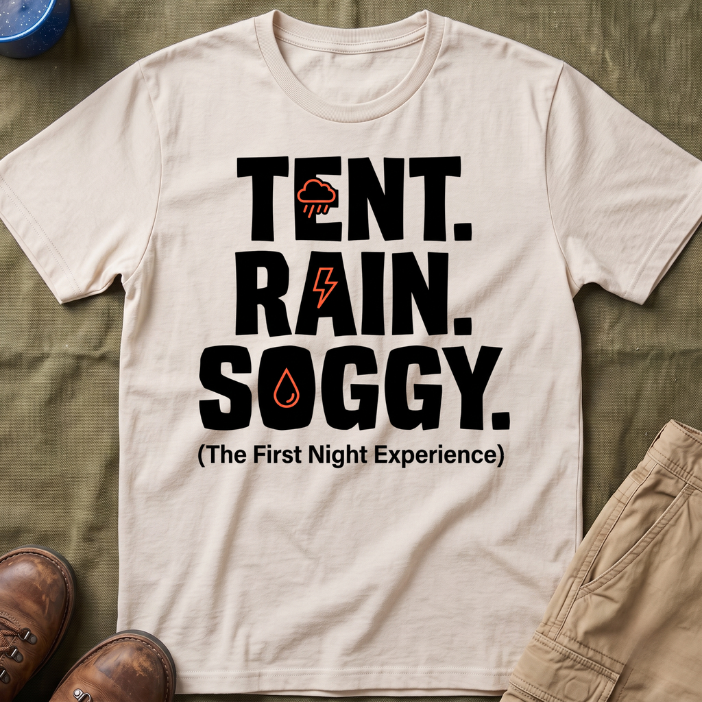 Tent Rain Soggy — The First Night Experience T-Shirt