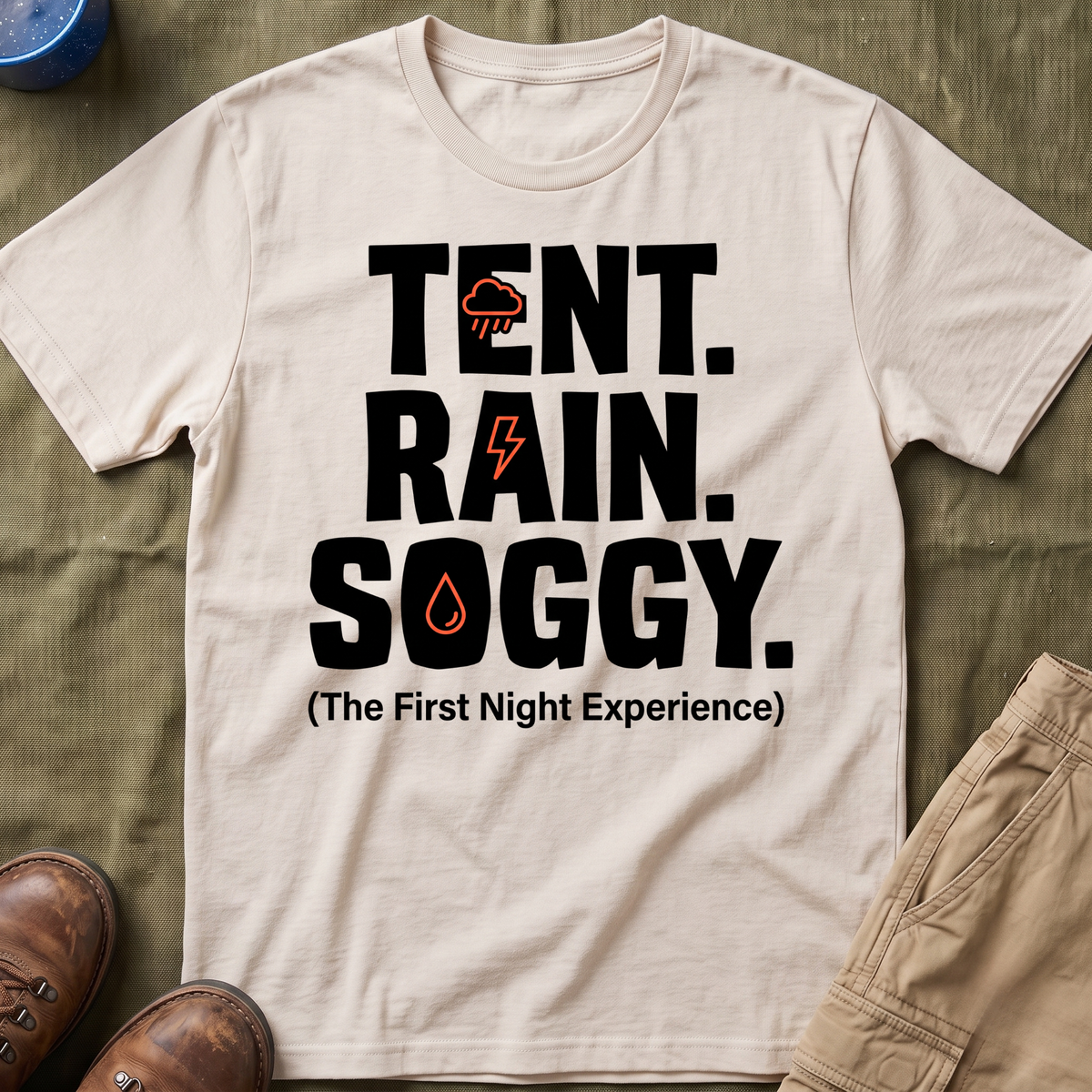 Tent Rain Soggy — The First Night Experience T-Shirt