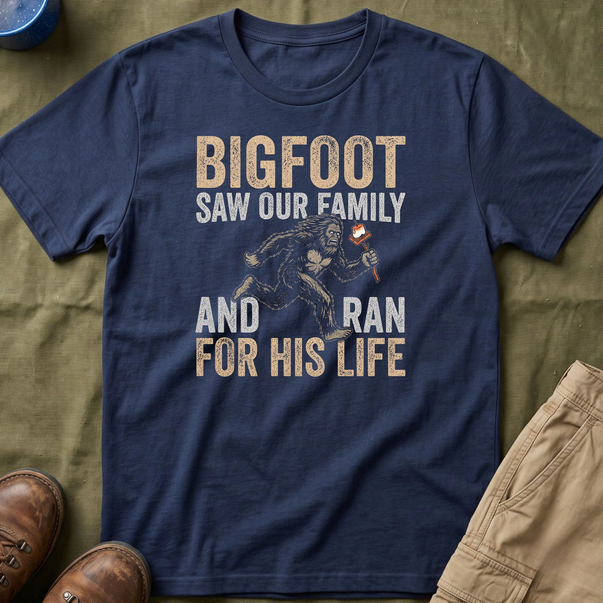 Bigfoot Saw Our Family And Ran For His Life Matching T-Shirt