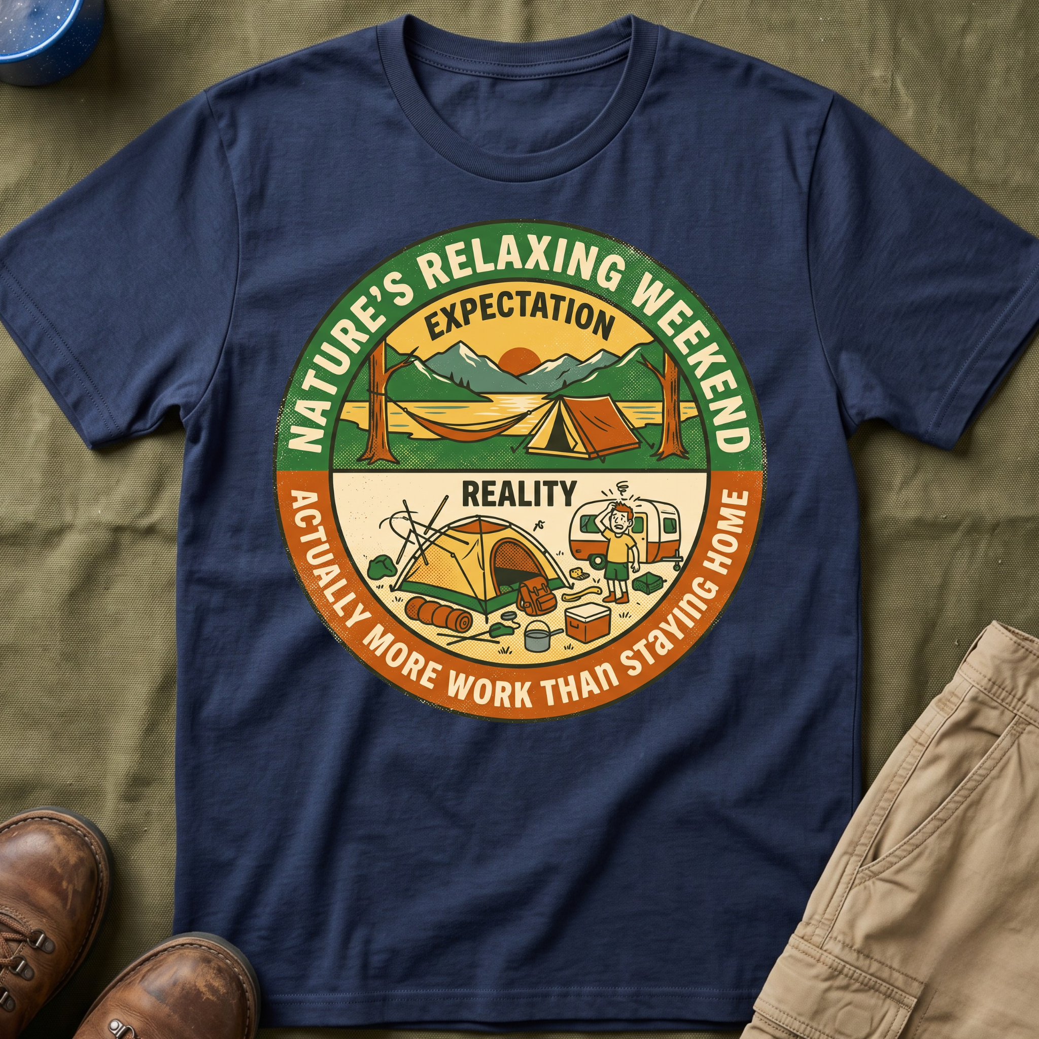 Expectation: Nature's Relaxing Weekend —  Reality: Actually More Work Than Staying Home T-Shirt