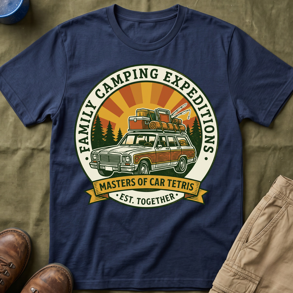 Family Camping Expeditions — Masters of Car Tetris T-Shirt