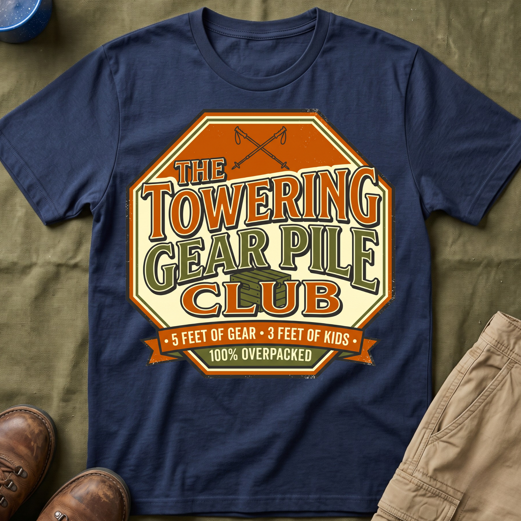 The Towering Gear Pile Club — 100% Overpacked T-Shirt