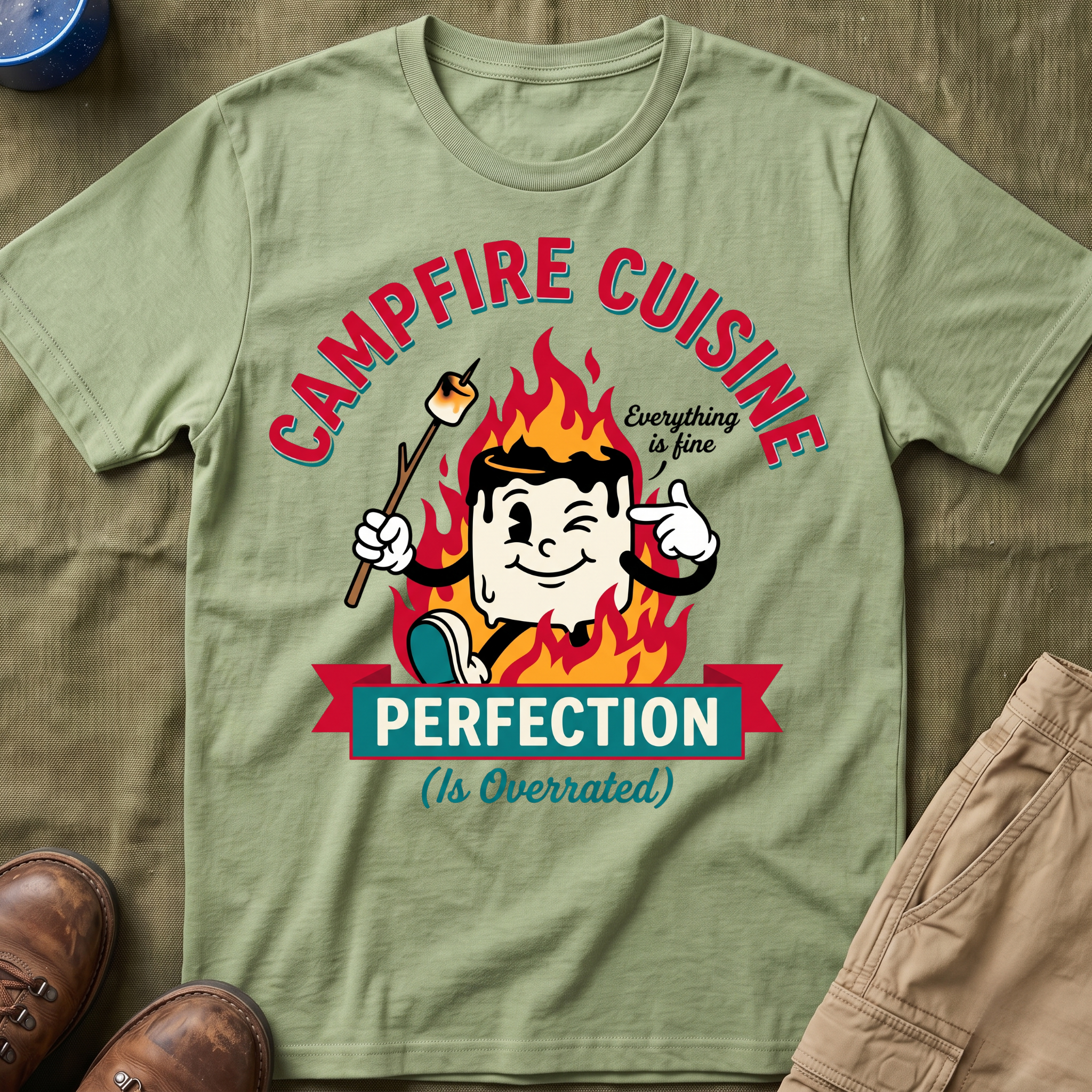 Campfire Cuisine — Perfection Is Overrated T-Shirt