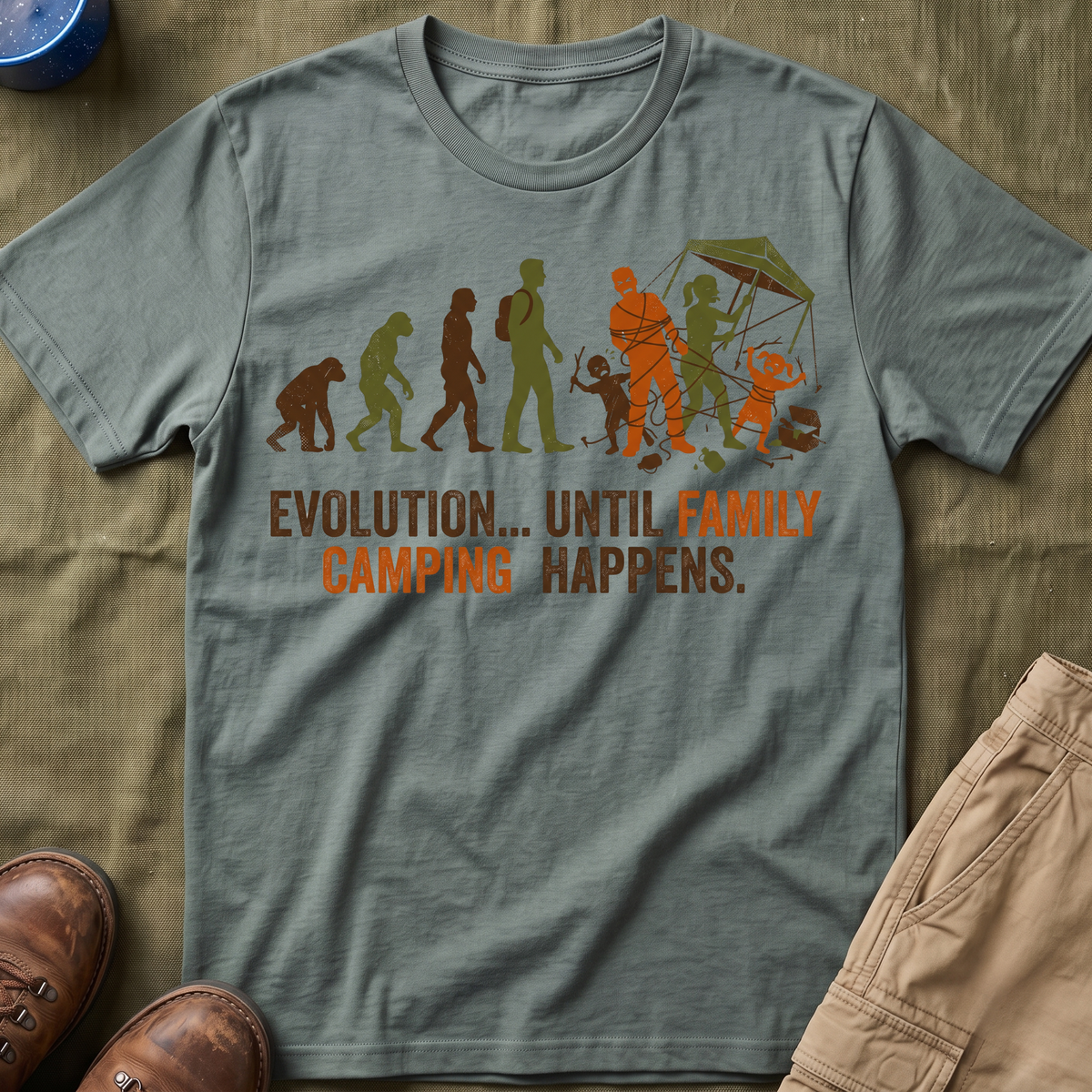 Evolution — Until Family Camping Happens T-Shirt
