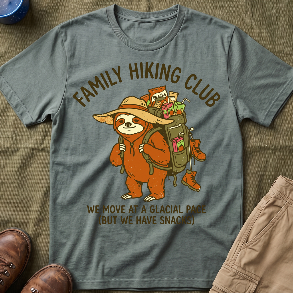 Family Hiking Club —  We Move at a Glacial Pace (But We Have Snacks) T-Shirt
