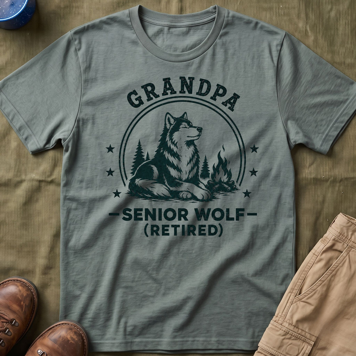 Grandpa — Senior Wolf (Retired) Matching T-Shirt