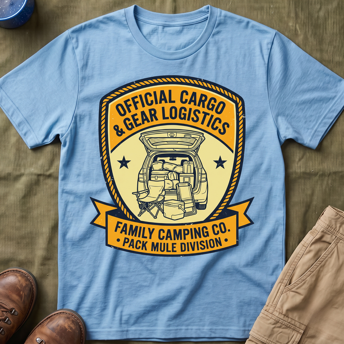 Official Cargo & Gear Logistics — Pack Mule Division T-Shirt
