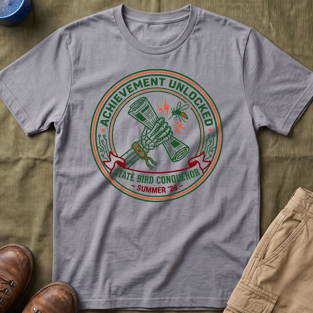 Achievement Unlocked — State Bird Conqueror With Mosquito And Skeleton T-Shirt