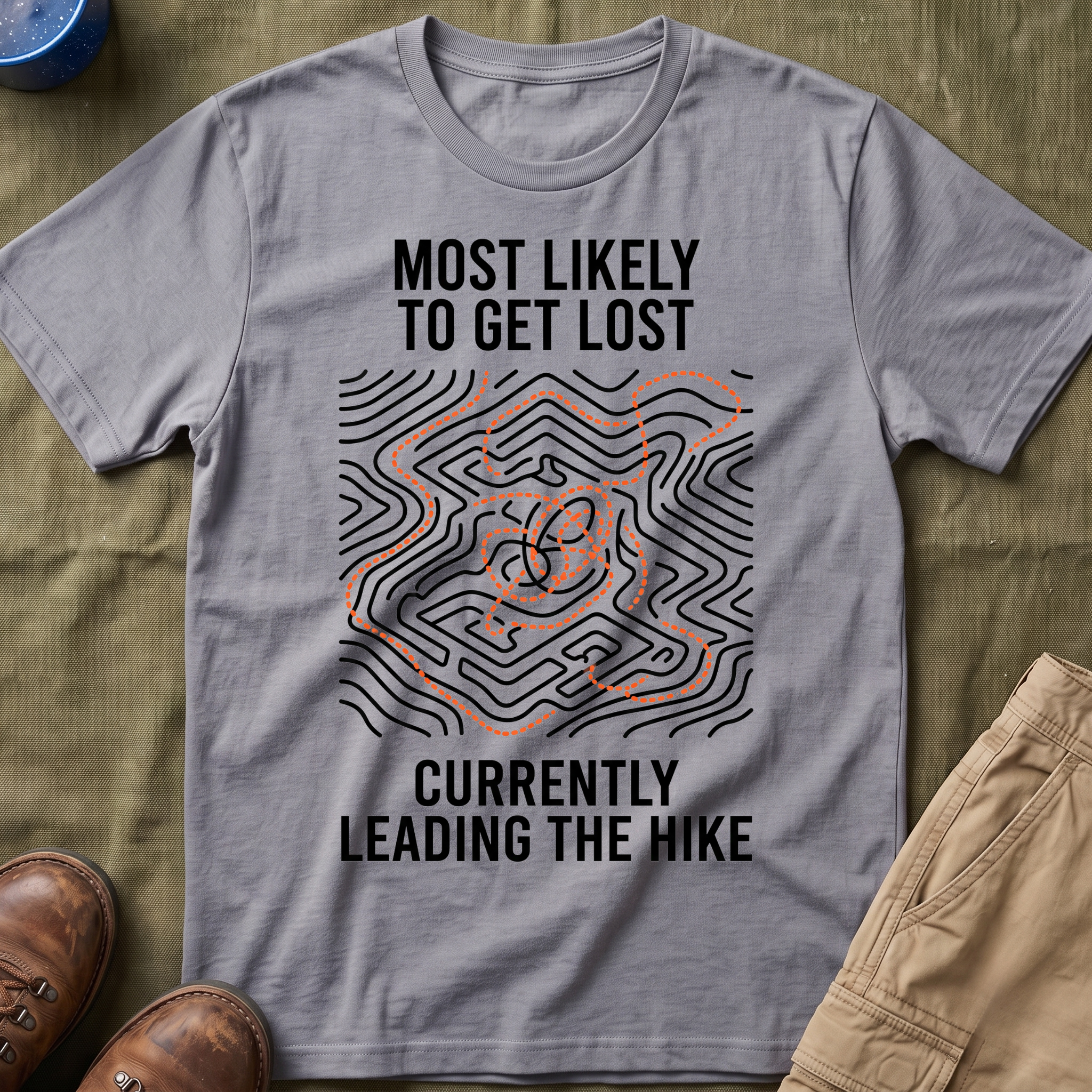 Most Likely To Get Lost Currently Leading The Hike — Minimalist T-Shirt