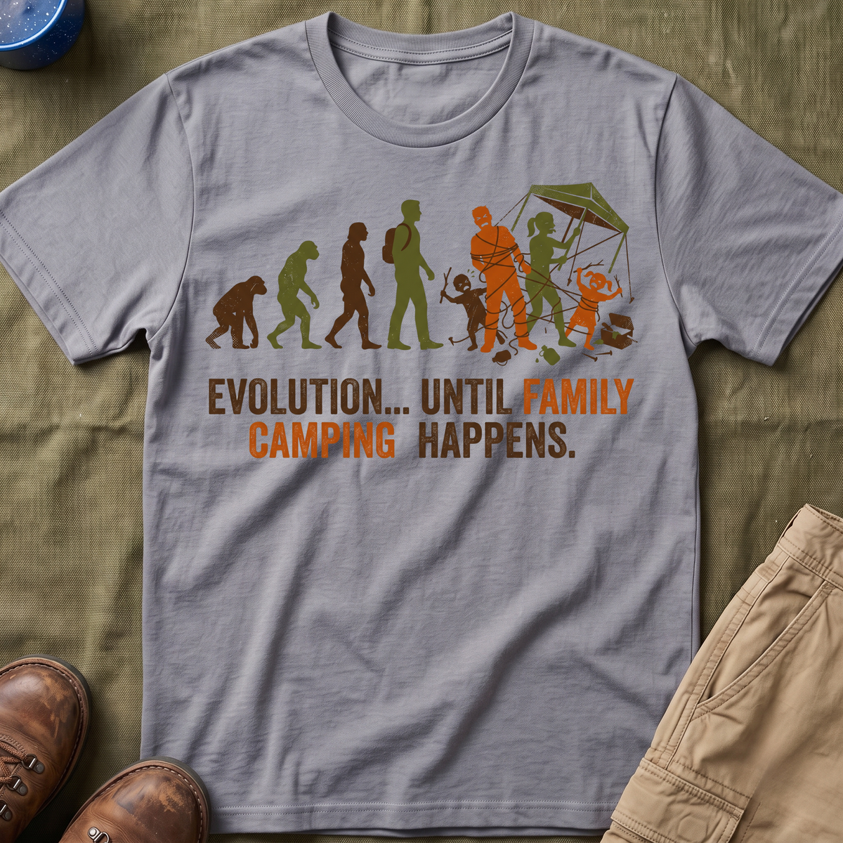 Evolution — Until Family Camping Happens T-Shirt