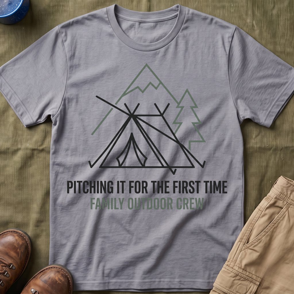 Pitching The Tent For The First Time — Family Outdoor Crew T-Shirt