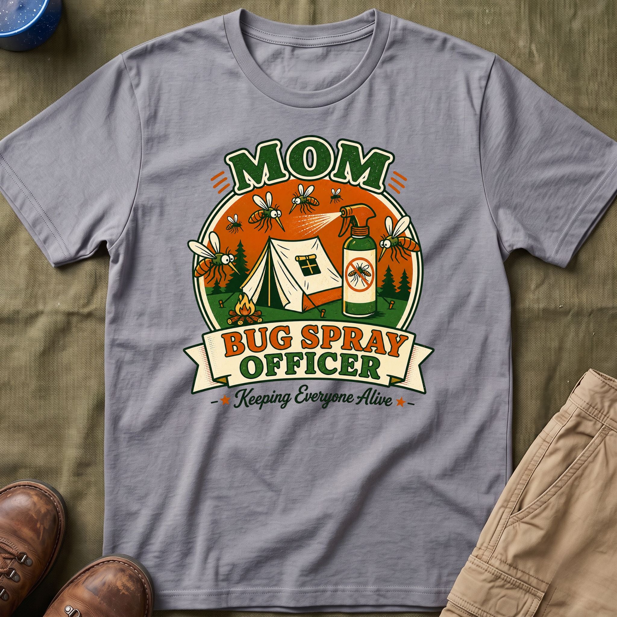 Mom — Bug Spray Officer, Keeping Everyone Alive With Mosquitoes Matching T-Shirt