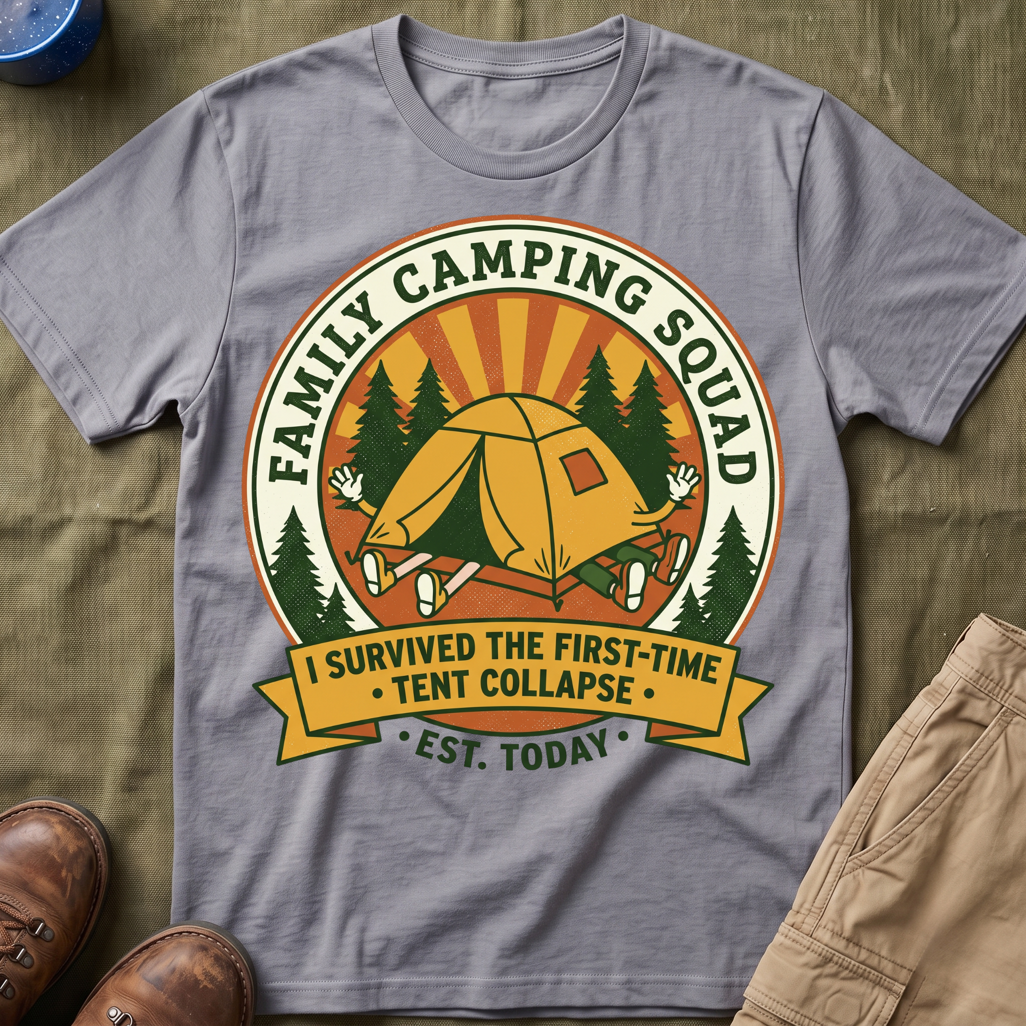 Family Camping Squad — I Survived The First-Time (Tent Collapse) T-Shirt