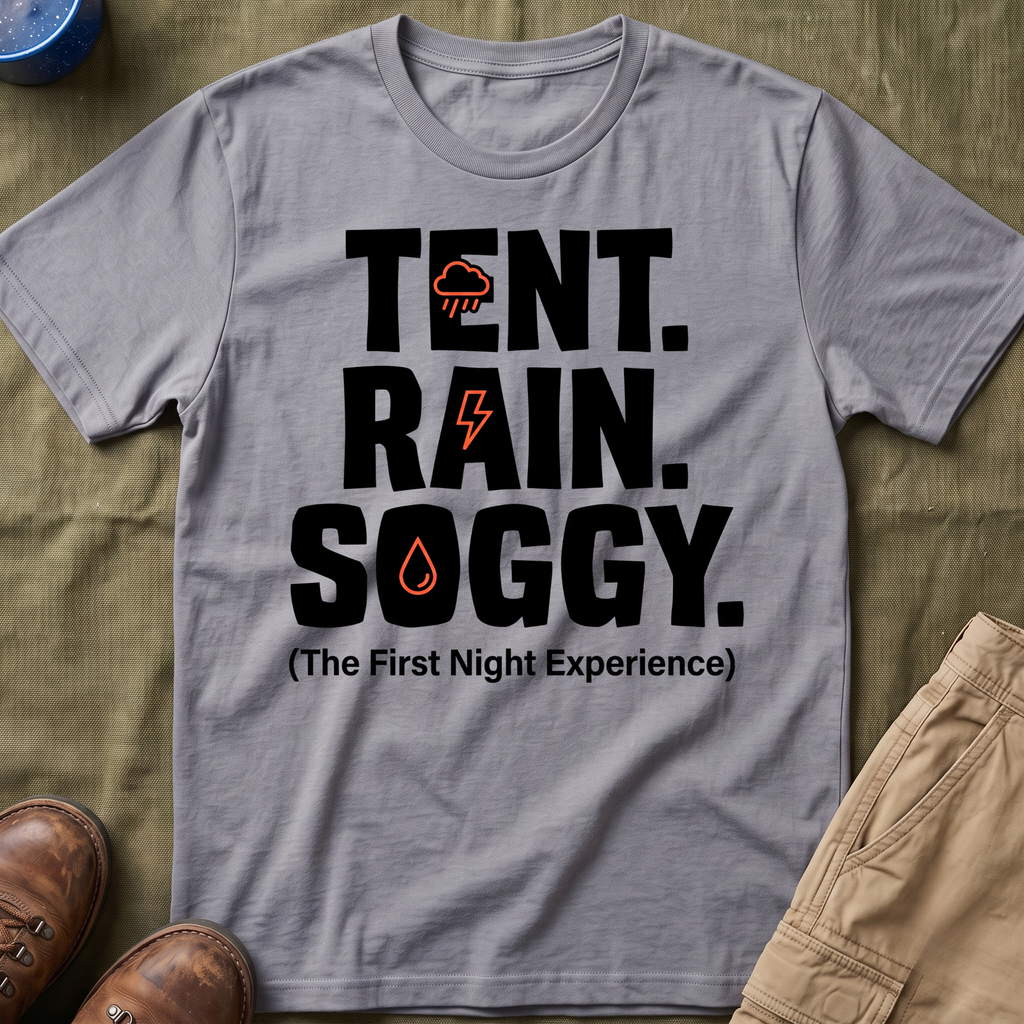 Tent Rain Soggy — The First Night Experience T-Shirt