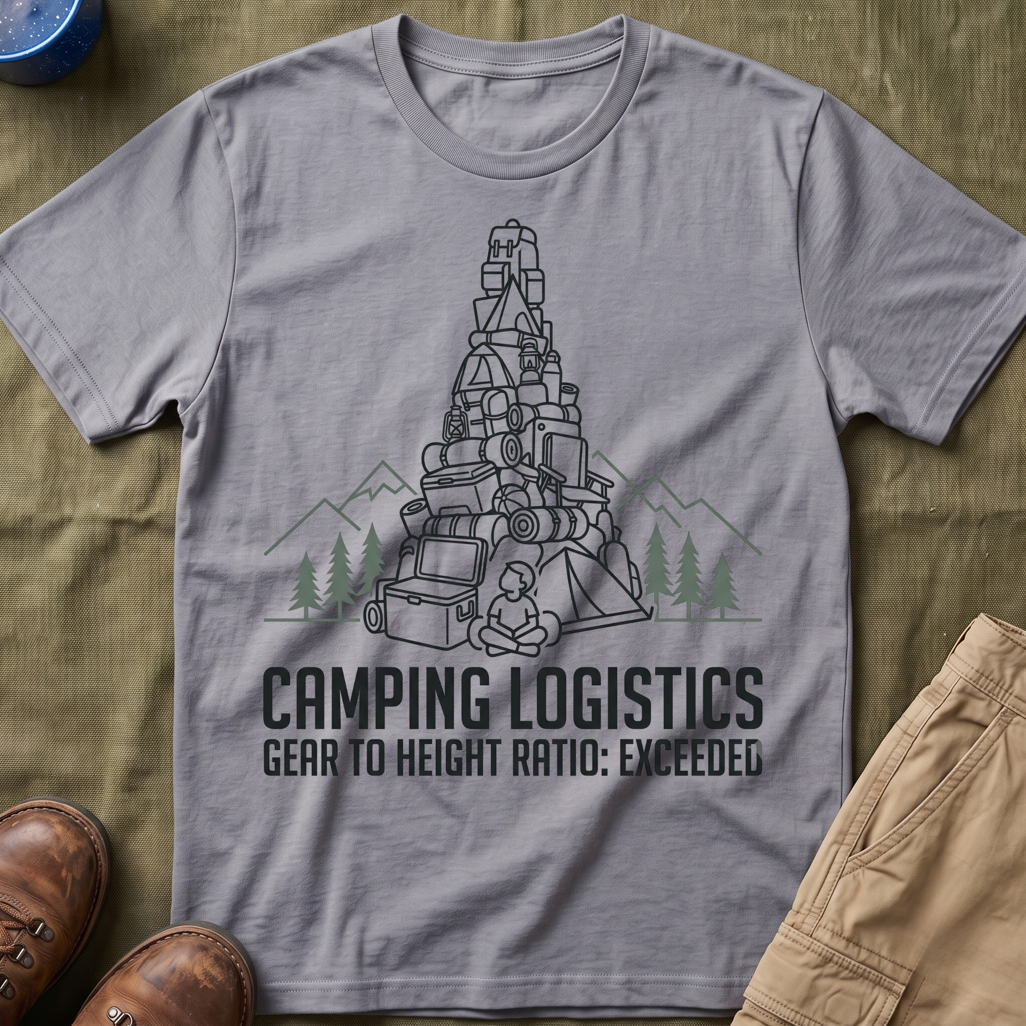 Camping Logistics — Gear To Height Ratio Exceeded Camping T-Shirt