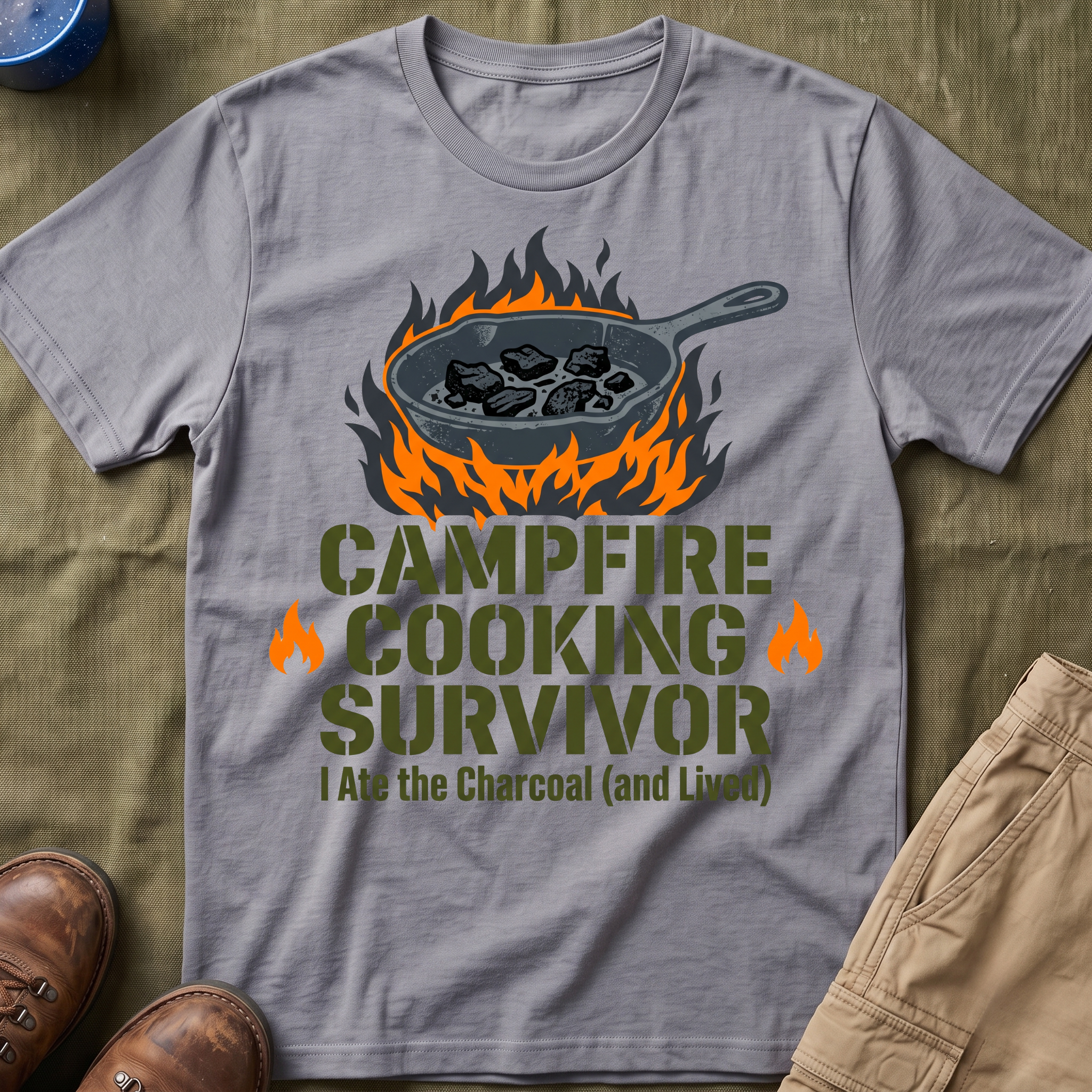 Campfire Cooking Survivor — I Ate the Charcoal (and Survived) Family Camping T-Shirt