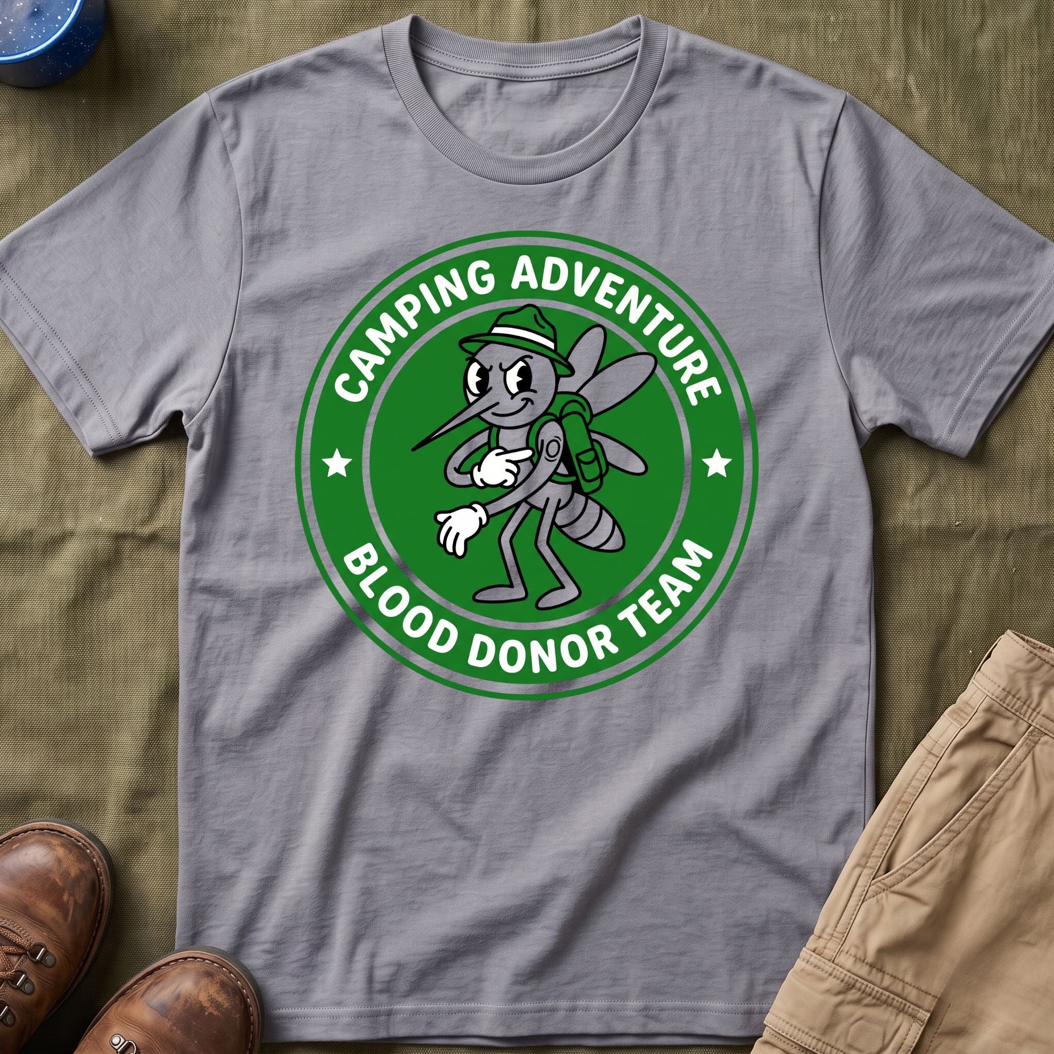 Camping Adventure — Blood Donor Team With Mosquitoes T-Shirt